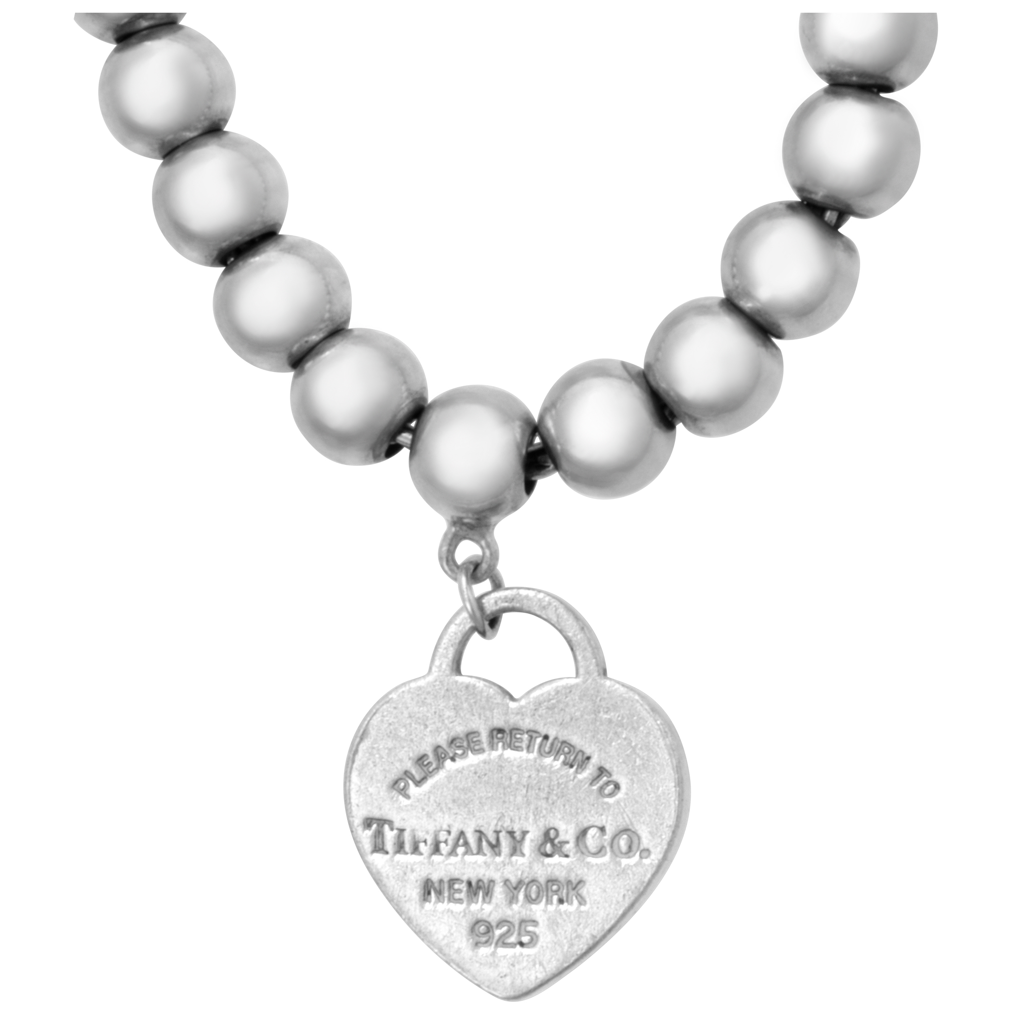 Tiffany "Return To Tiffany" bead bracelet with mini heart pendant