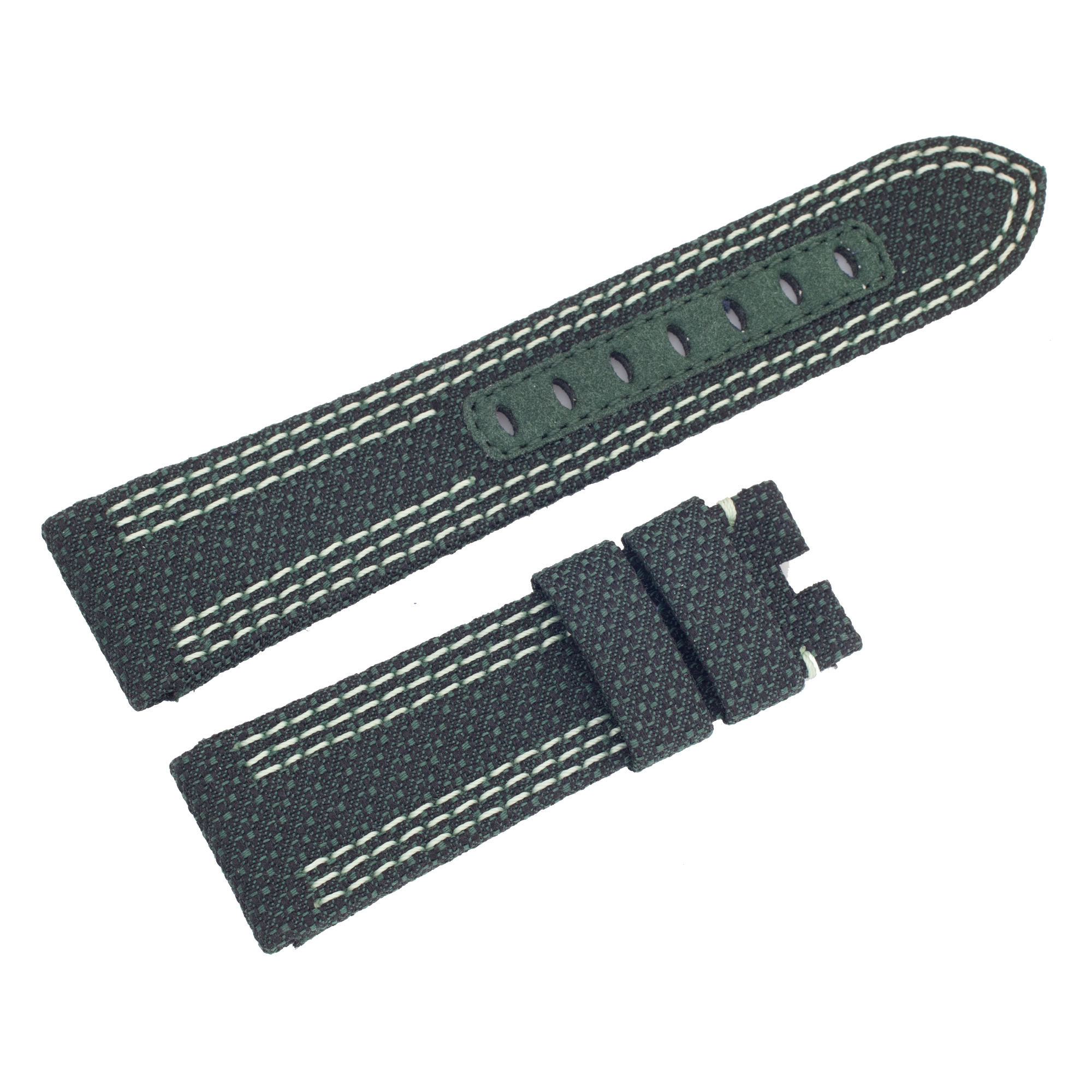 Panerai fabric strap in forrest green with white stitching (24mm x 22mm)