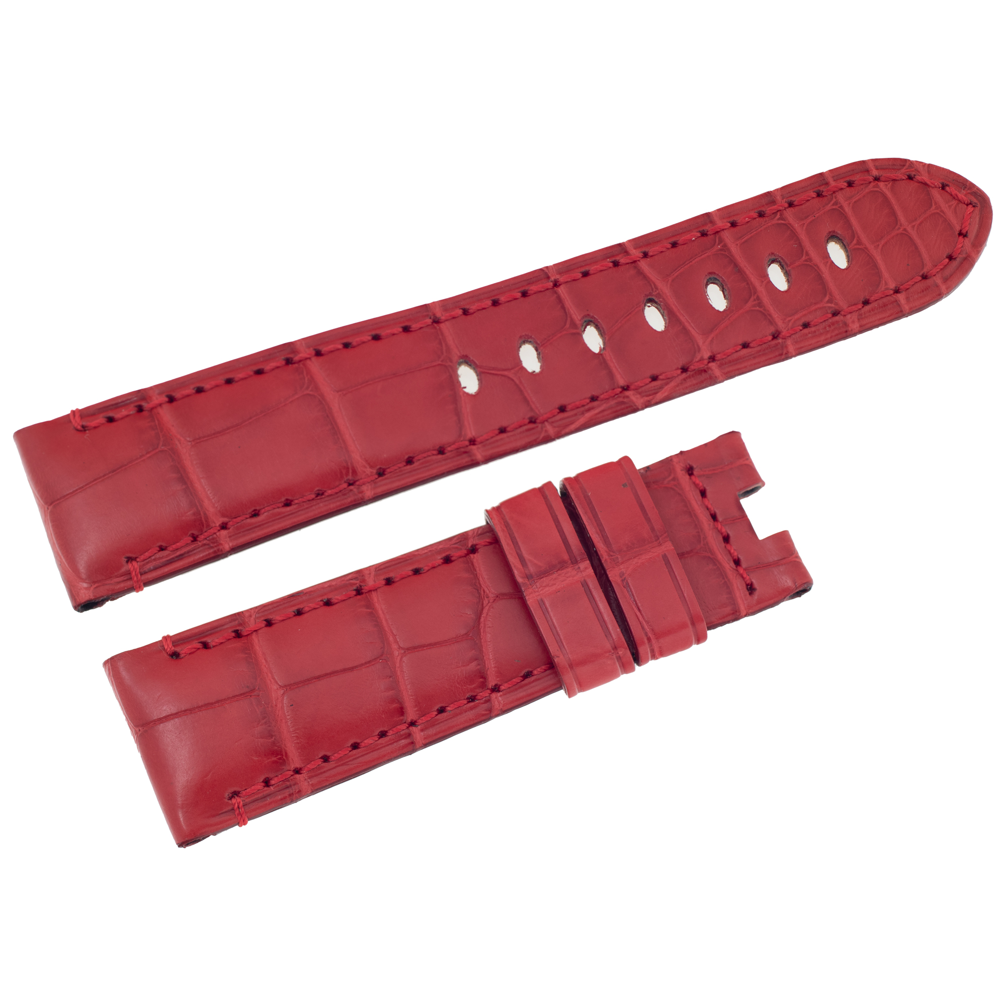 Panerai Red Semi-matte alligator strap for tang buckle (22mm x 20mm)
