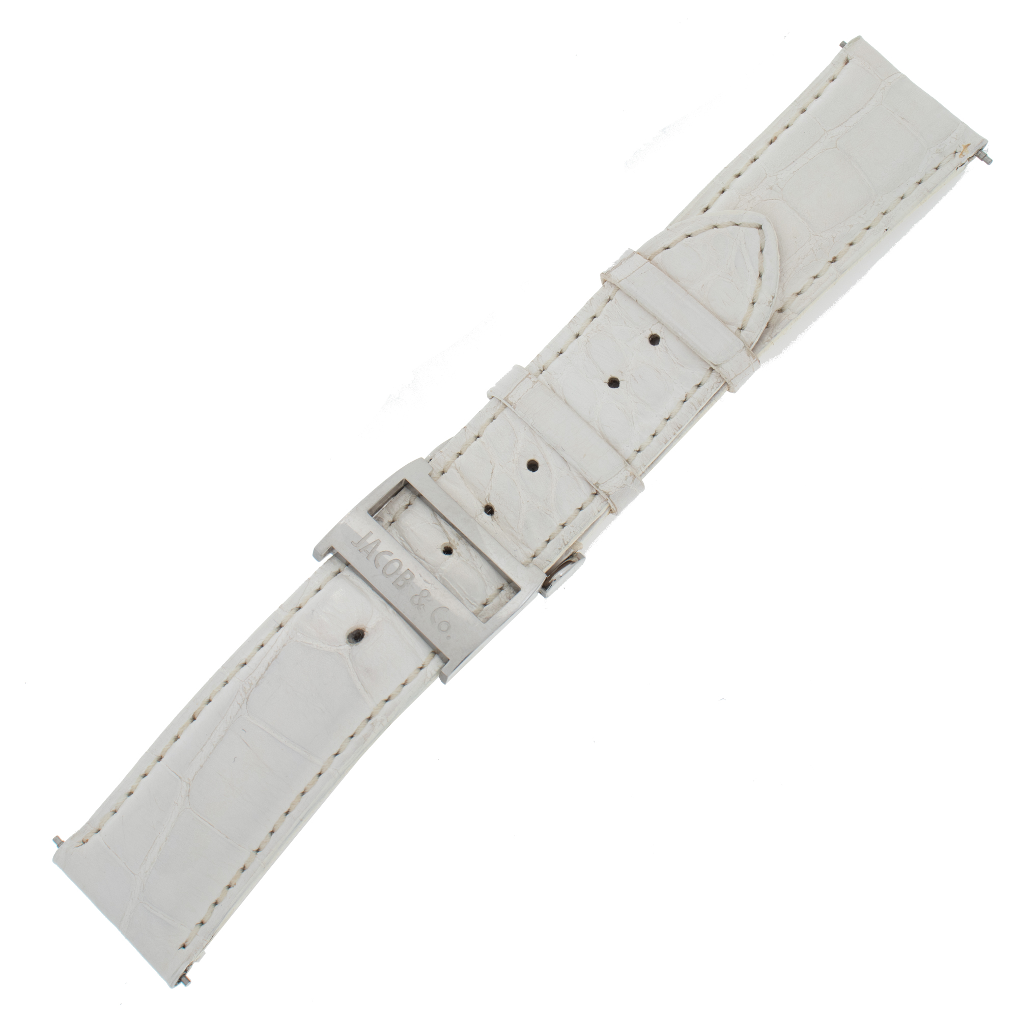 Jacob & Co. White Alligator strap with silver tang buckle (22mm x 20mm)