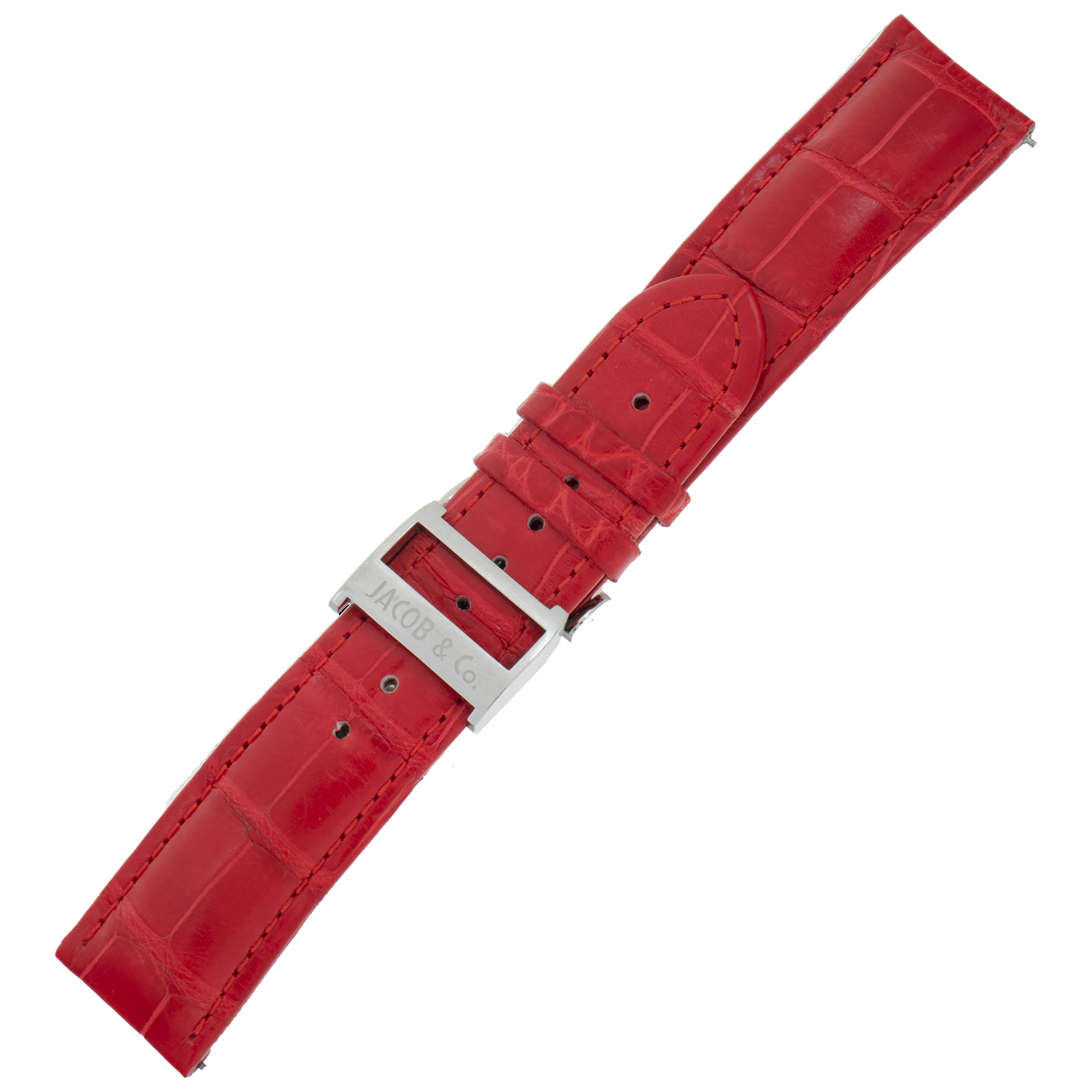 Jacob & Co. Red Alligator strap with silver tang buckle (22mm x 20mm)