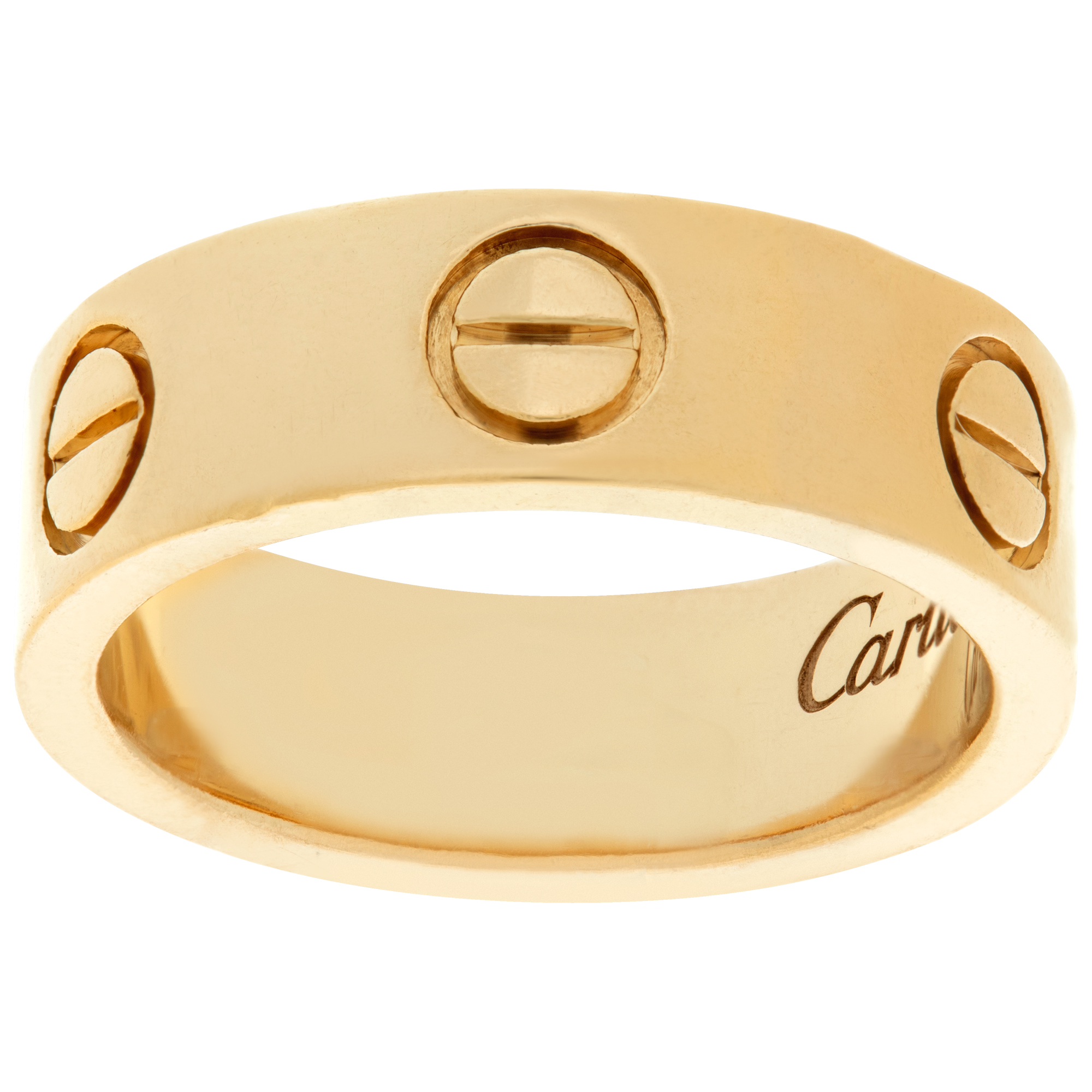 Cartier Love ring in 18k yellow gold, size 6, width 6mm.