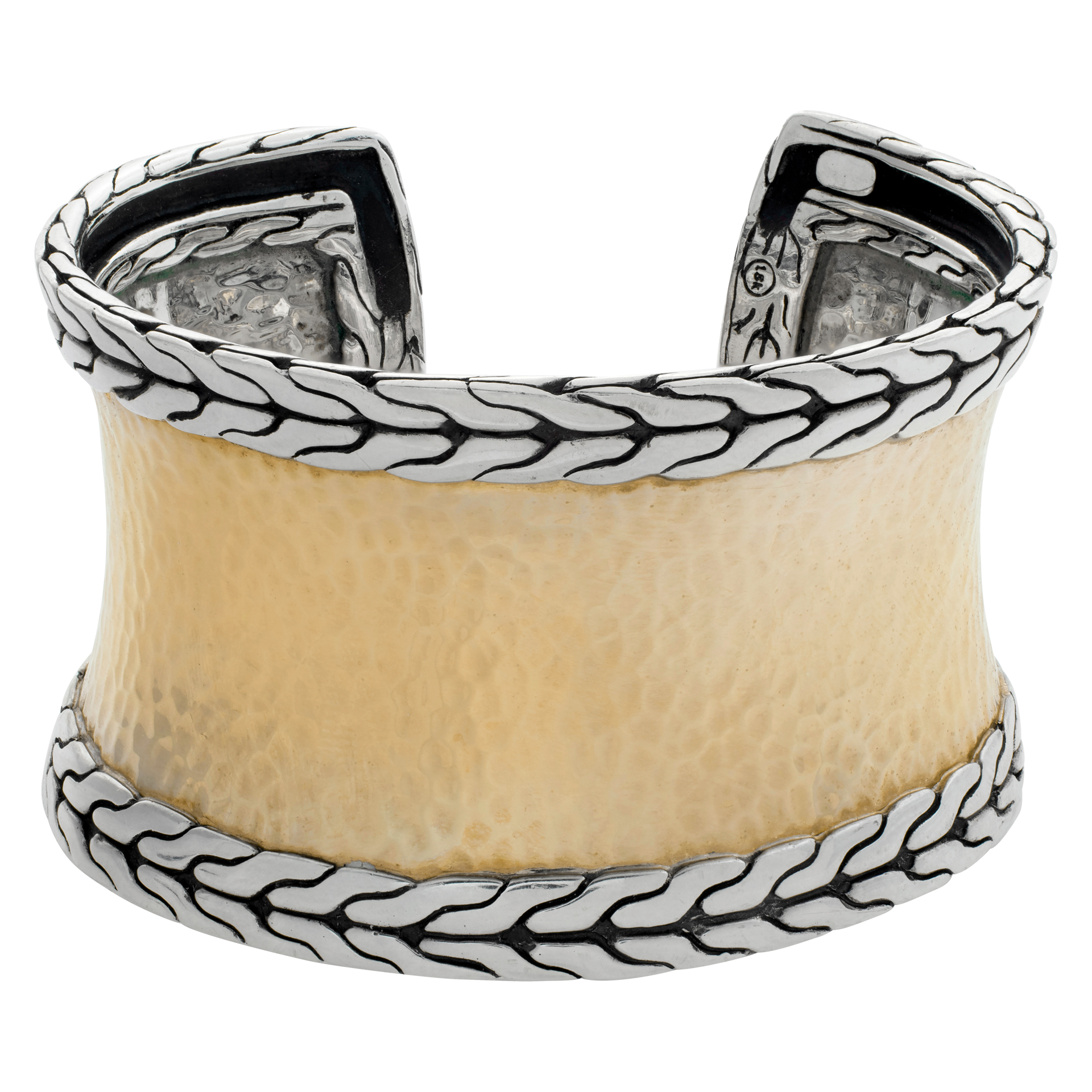 Designer John Hardy, Palu Hammered collection, wide 18K yellow gold & sterling silver hammered cuff (Default)