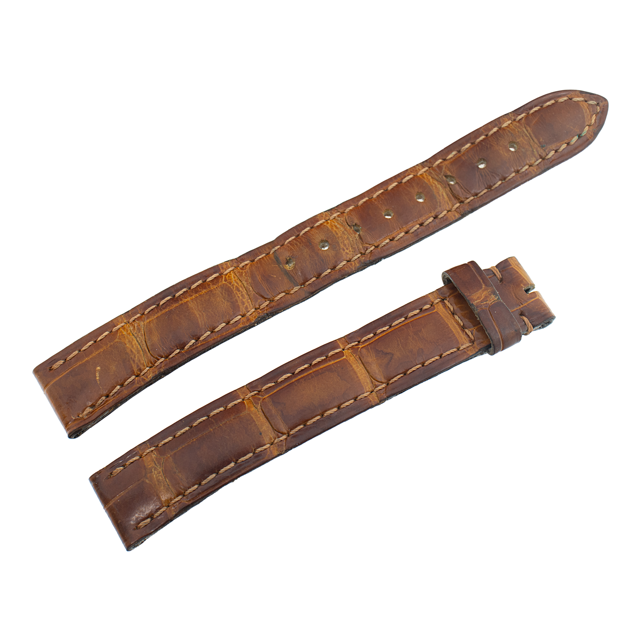 Cartier brown alligator leather strap for tang buckle 13x12 mm. Long end 4 in. Short end  2.9 in