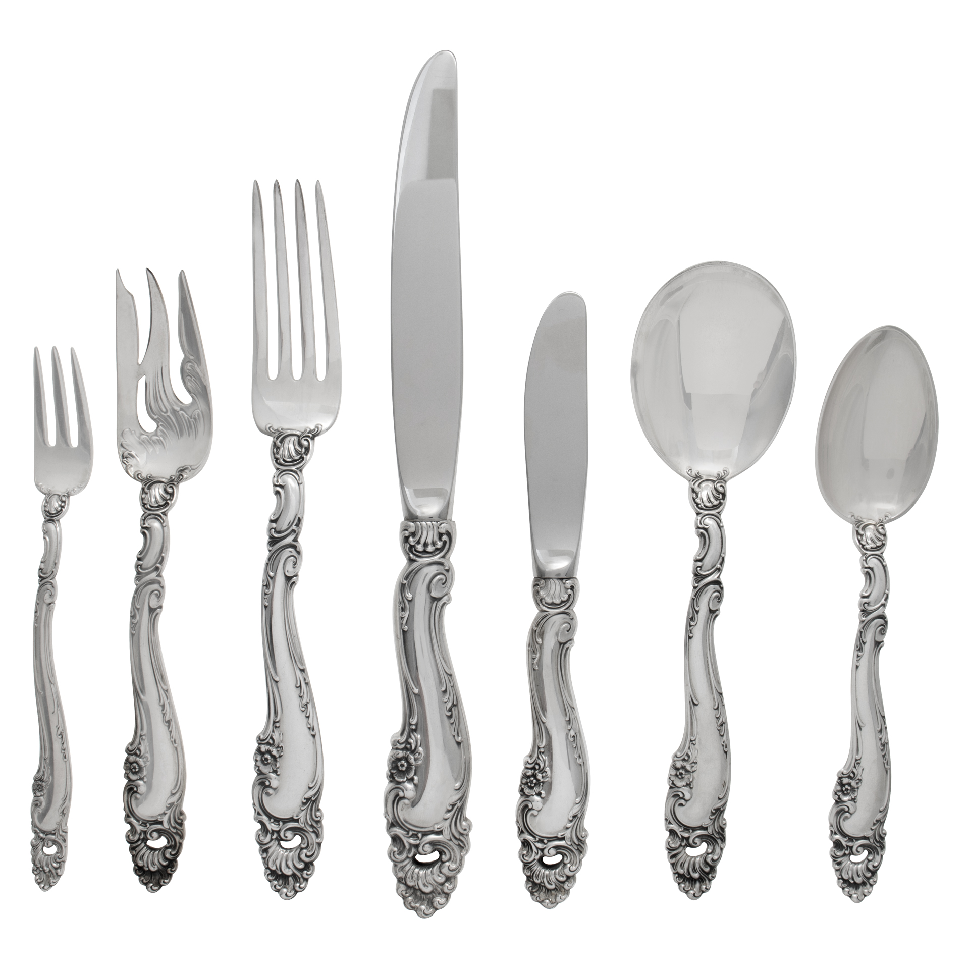 "DECOR" Sterling Silver Flatware Set, Ptd By Gorham in 1953- TOTAL 98 PIECES