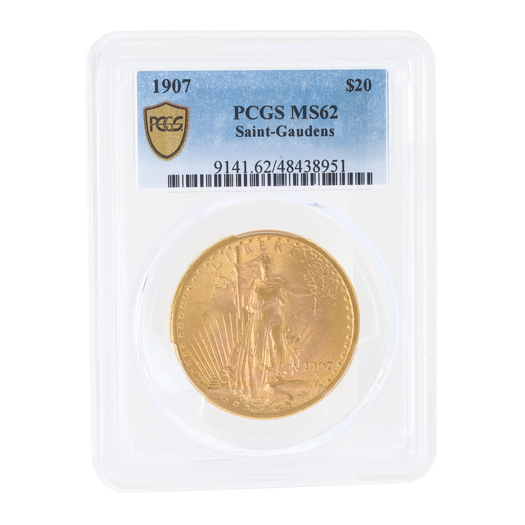 $20 Gold St. Gaudens Coin from 1907. Uncirculated PCGS grading of MS62 (Default)