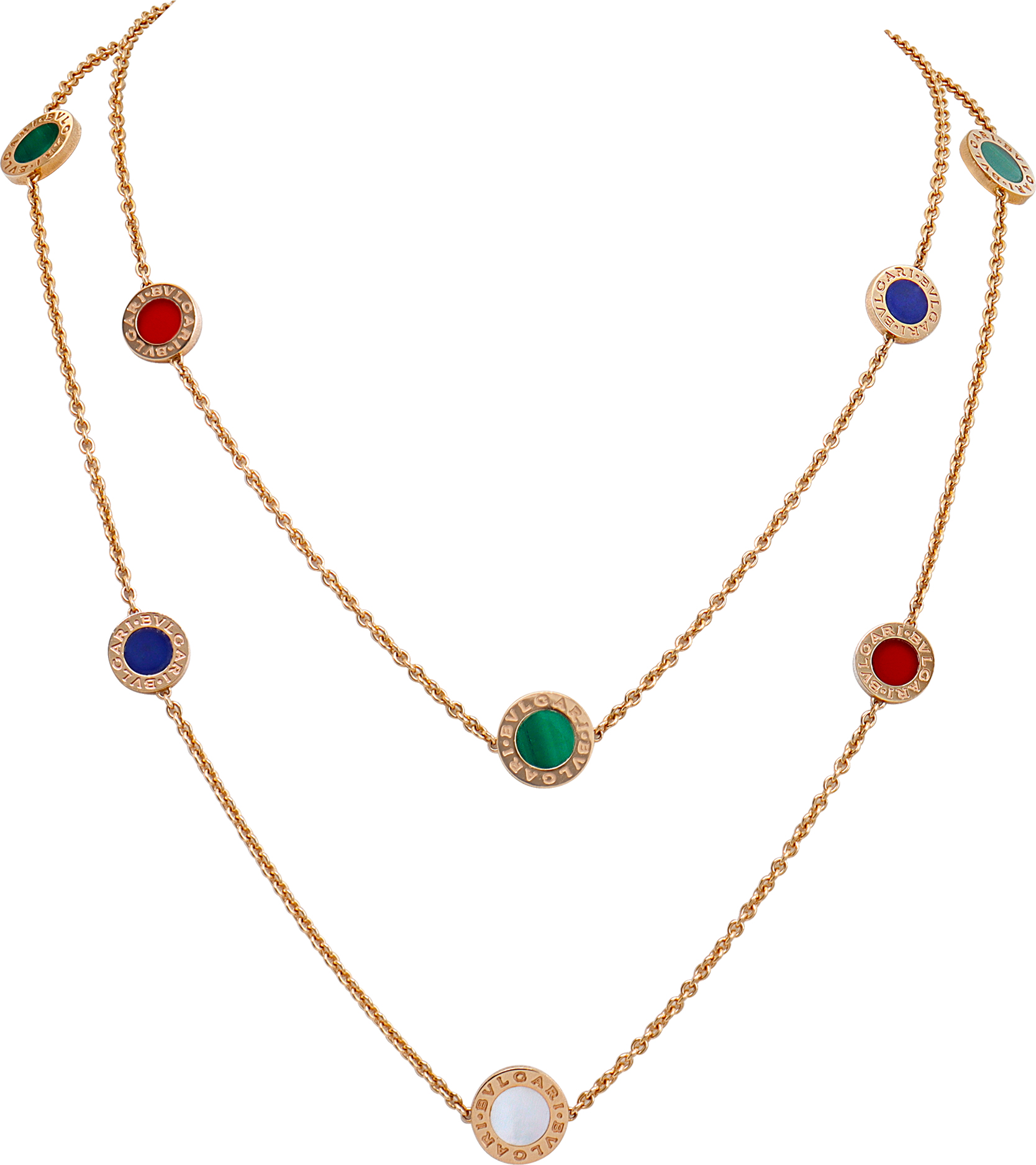 Bvlgari necklace 18k with carnelian, malachite, lapis lazuli and mother of pearl (Default)