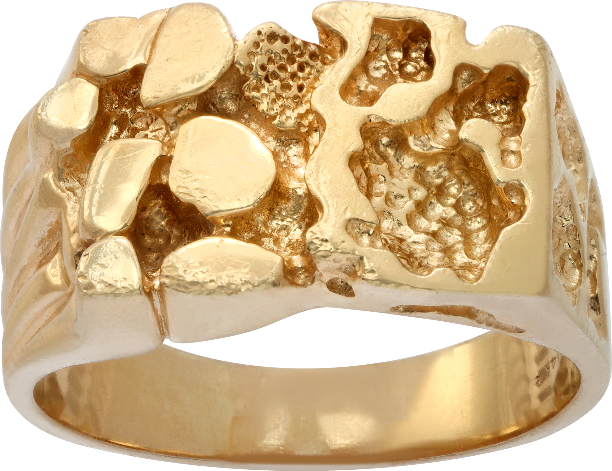 Gold nugget style ring in 14k yellow gold, size 10 (Default)