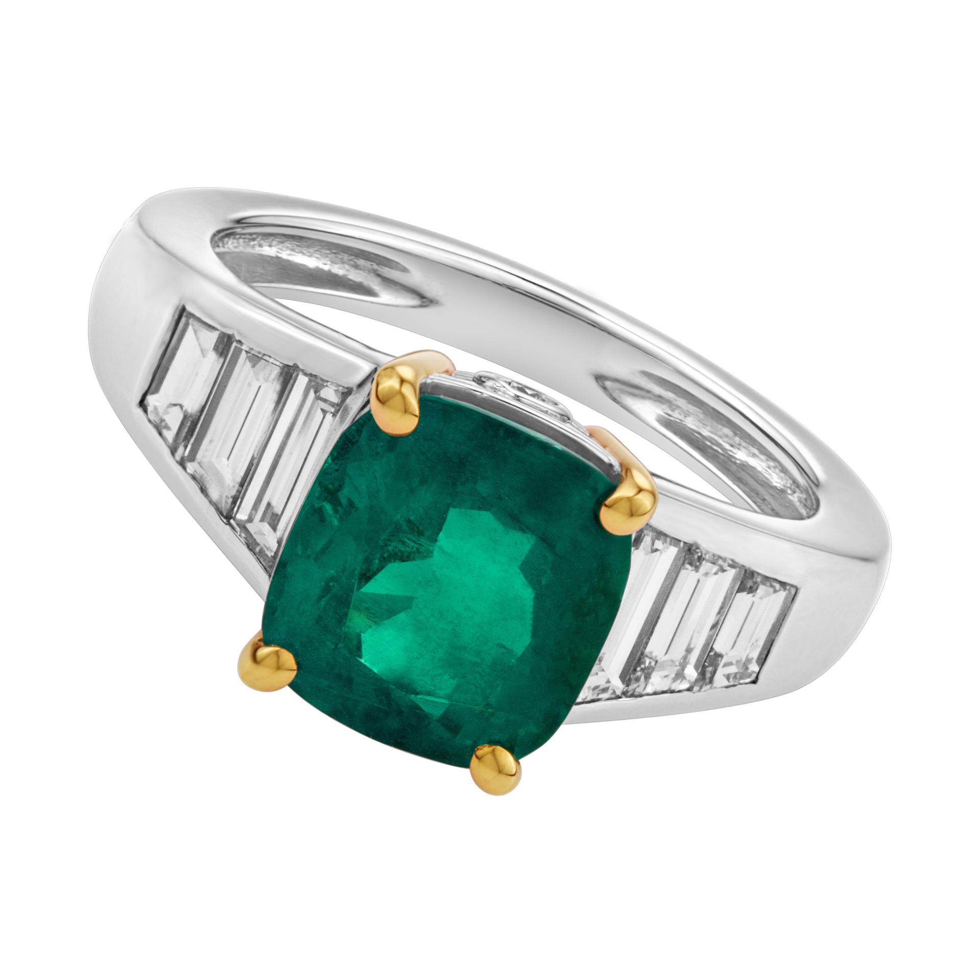 Certified Colombian emerald and diamond ring set in Platinum and 18k yellow gold