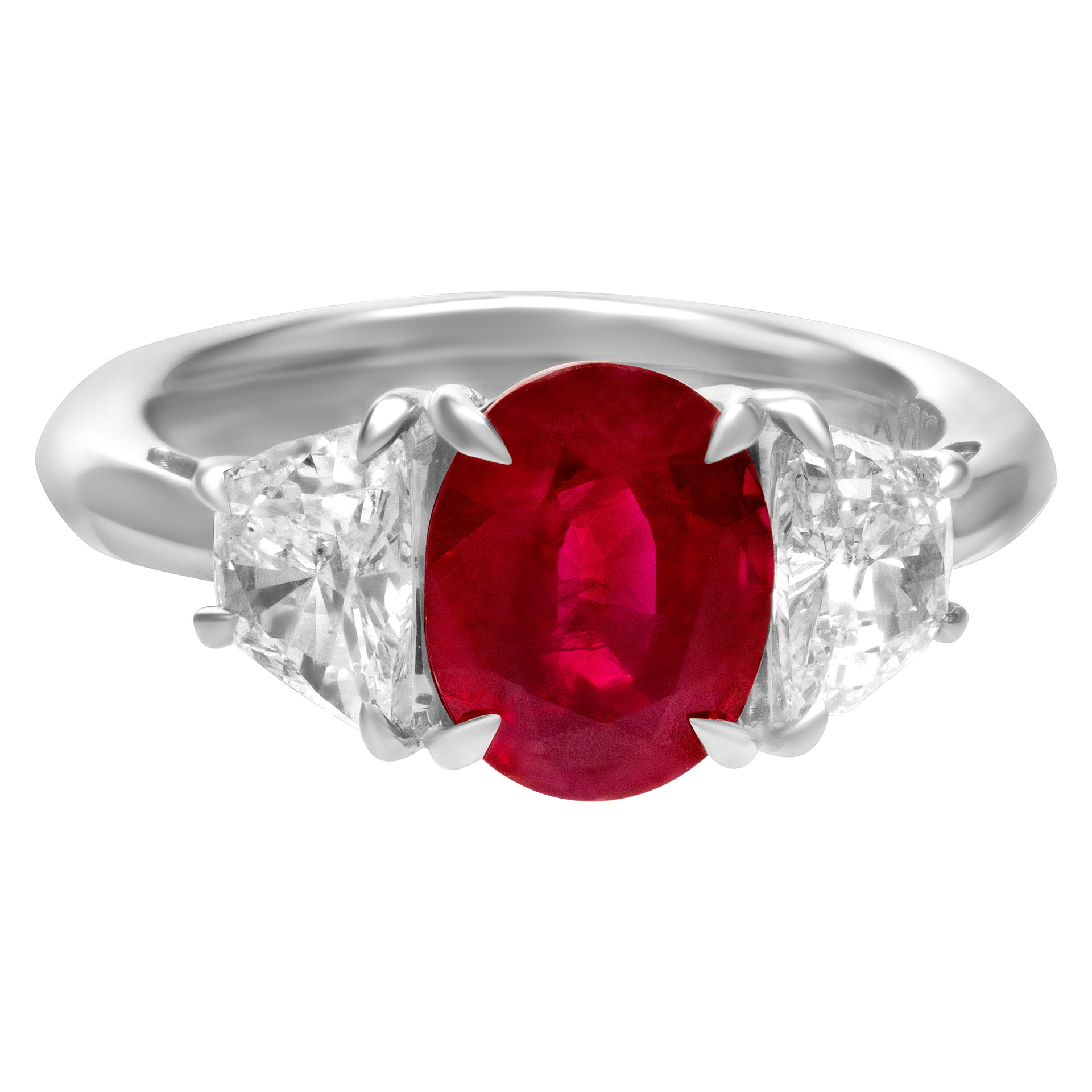 AGL certified Burma ruby 3.02 ct ring in platinum with 1.12 cts in side diamonds