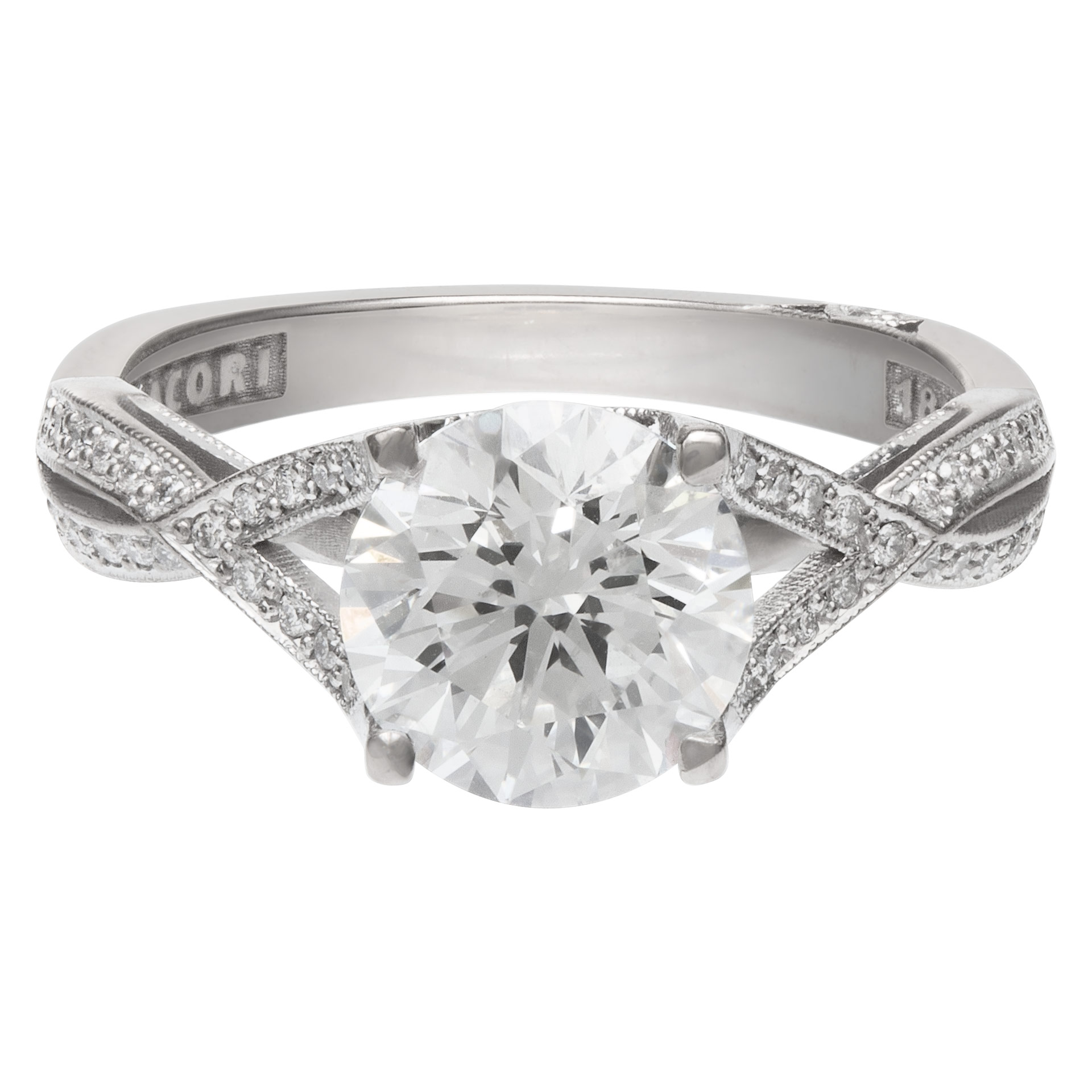 GIA certified diamond 2.01 carats (H color, VS2 clarity) ring set in 18k white gold.