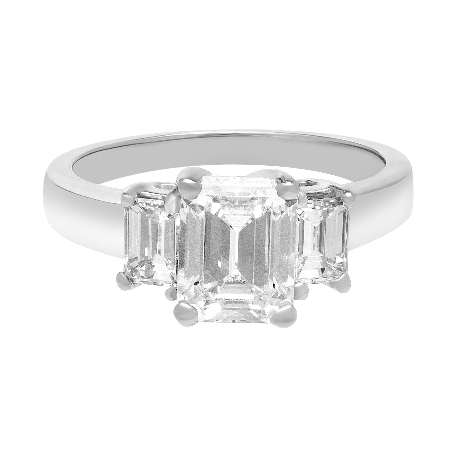 GIA certified 2.03 cts emerald cut diamond ring  in platinum (E color, VS2 clarity)