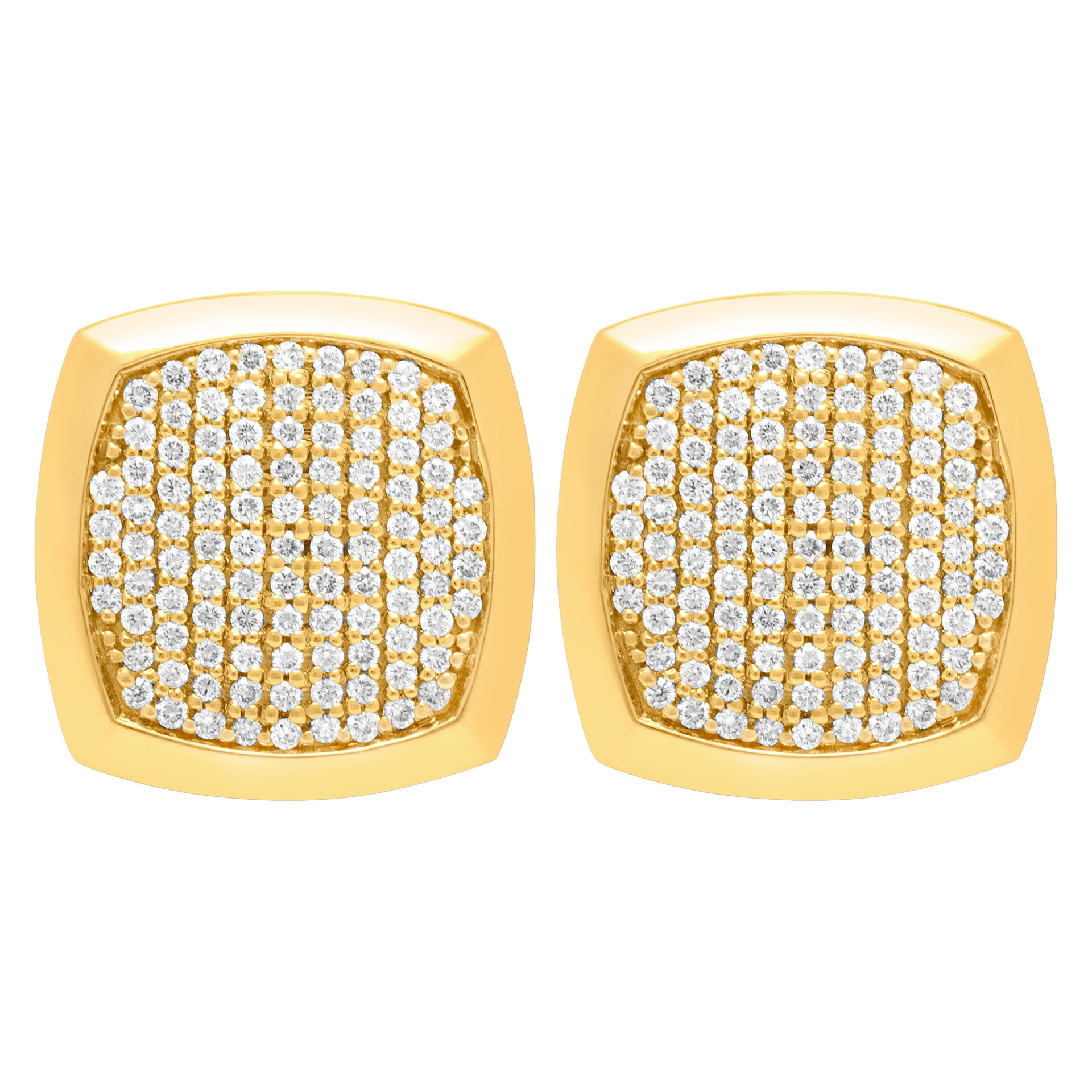 Cushion shape diamond cufflinks in 18k gold. 1.48 carats in diamonds