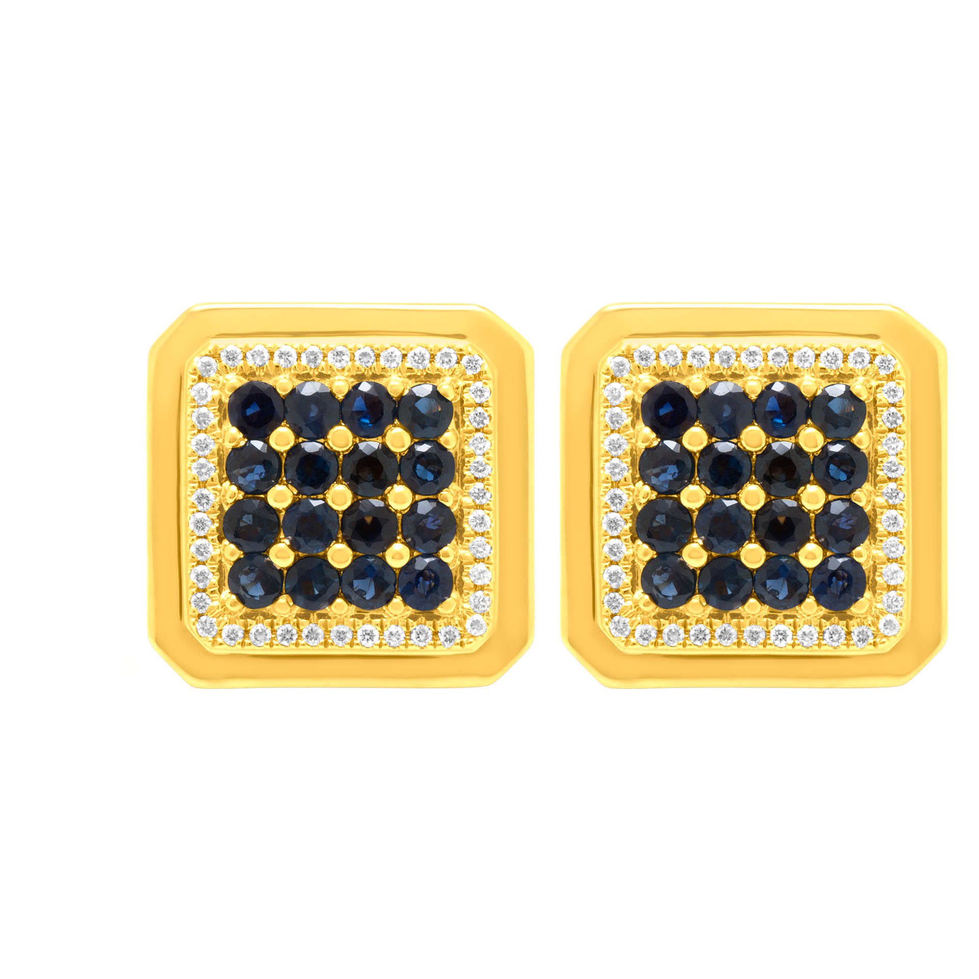 Sapphire & diamond cufflinks in 18k yellow gold