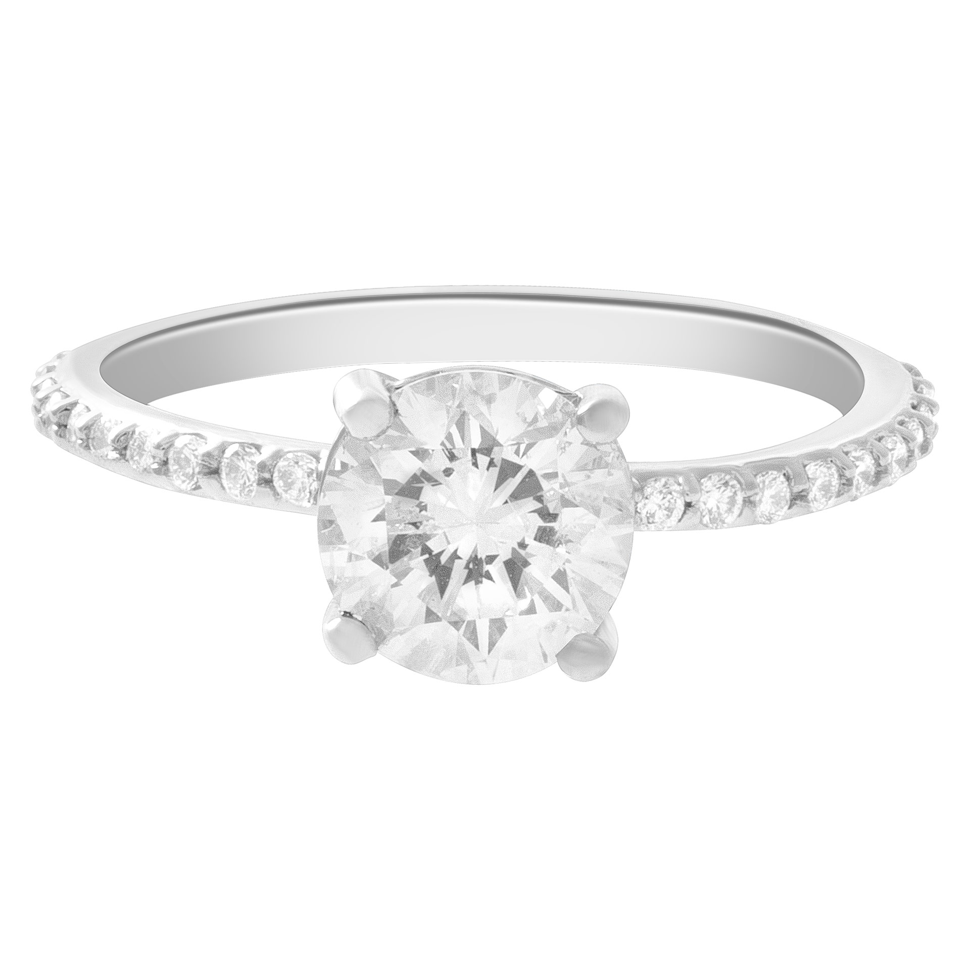 GIA certified round brilliant diamond 1.53 carats (F color, I1 clarity) ring set in platinum.
