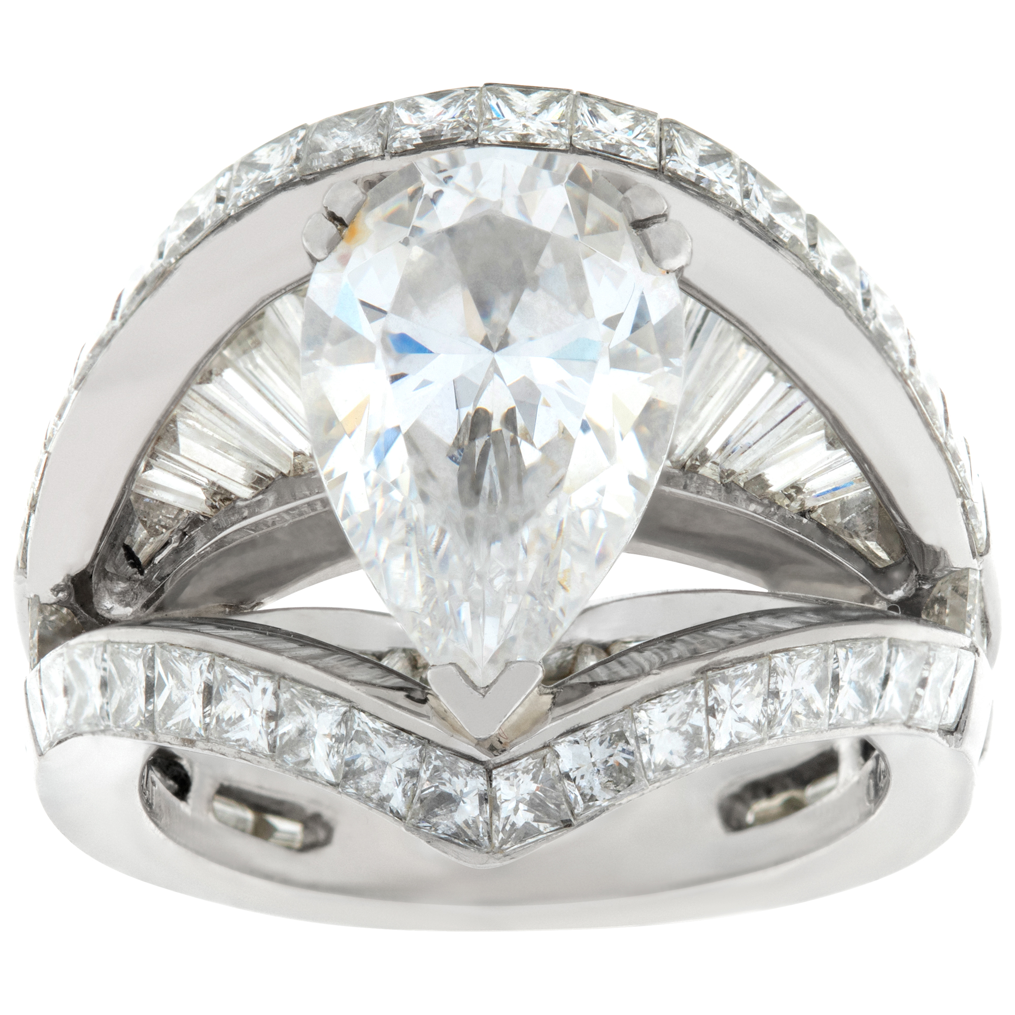 Mwi Eloquence Platinum diamond ring by Michael Werdiger. 5 Carats in diamonds. Shown with center CZ.