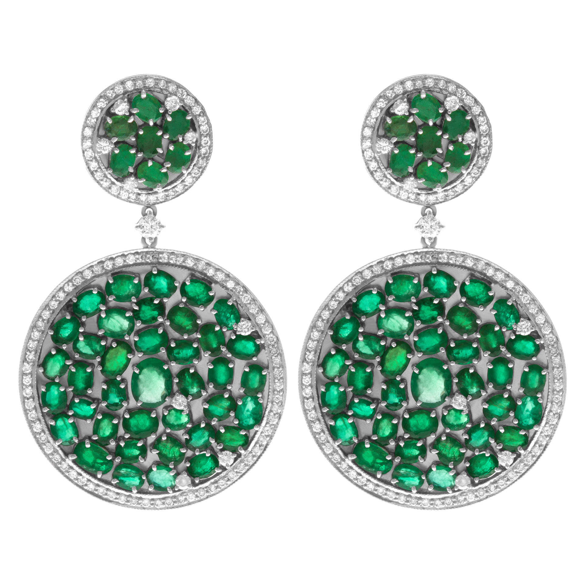 Elegant emerald earrings with diamond accents in 18k