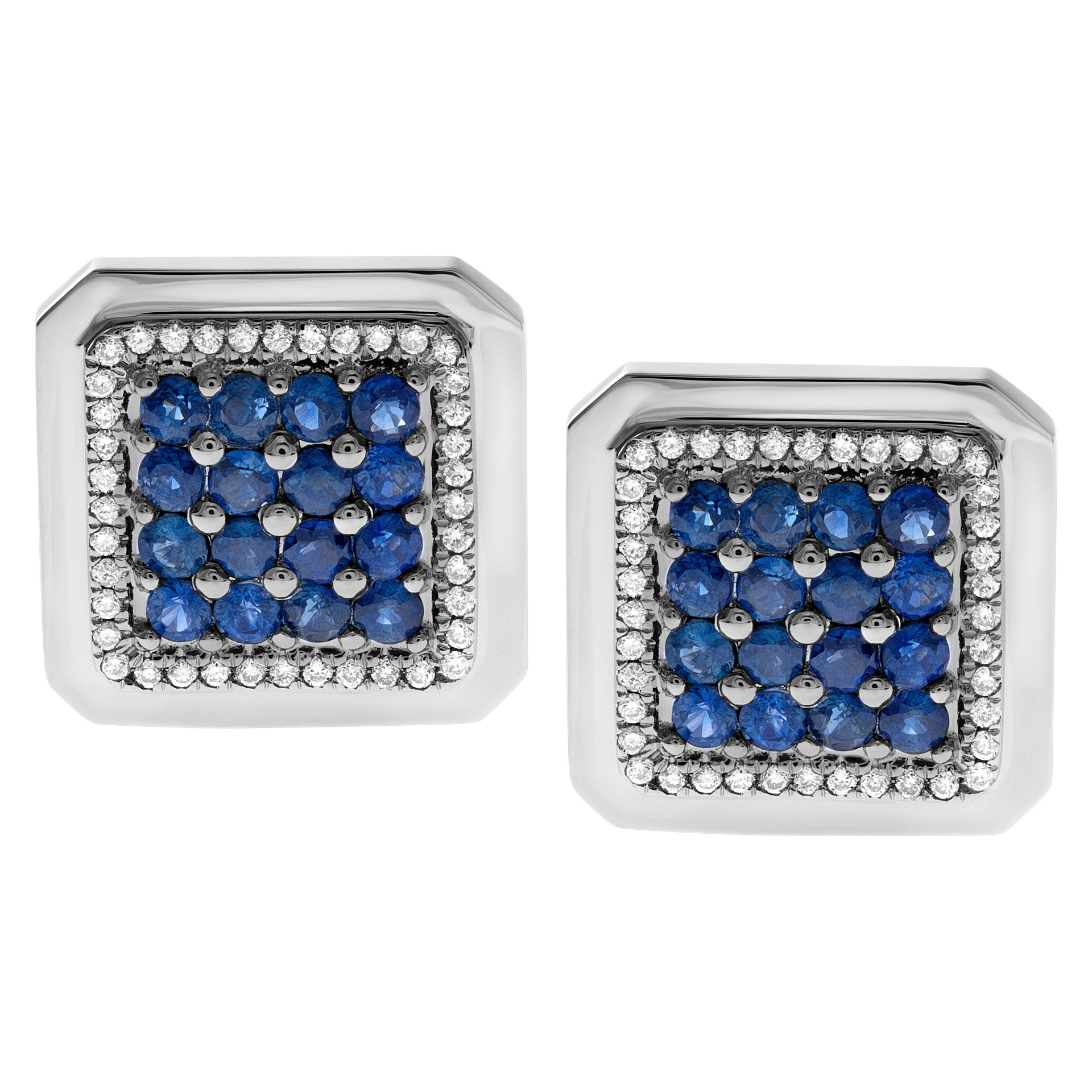 Elegant blue sapphire and diamond cufflinks with 3.20 carats in sapphires and 0.40 cts in diamonds