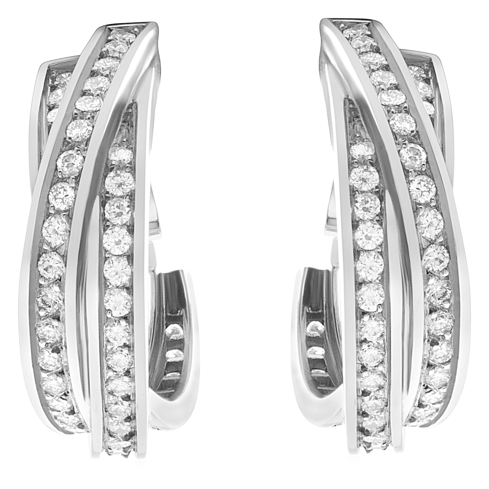 "Trinity de Cartier" hoop earrings in 18k white gold. 1 carat. clip back with posts.