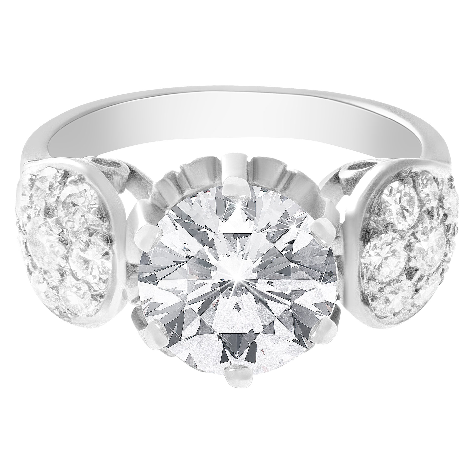 GIA certified Circular brilliant diamond 2.44 cts (I color, VS1 clarity) ring set in 18k white gold. Size 7