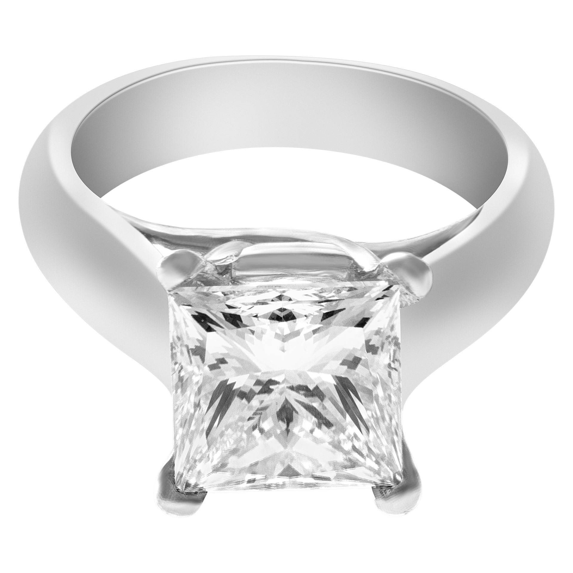 GIA certified square modified brilliant cut 3.24 carats (G color VS2 clarity) diamond ring.