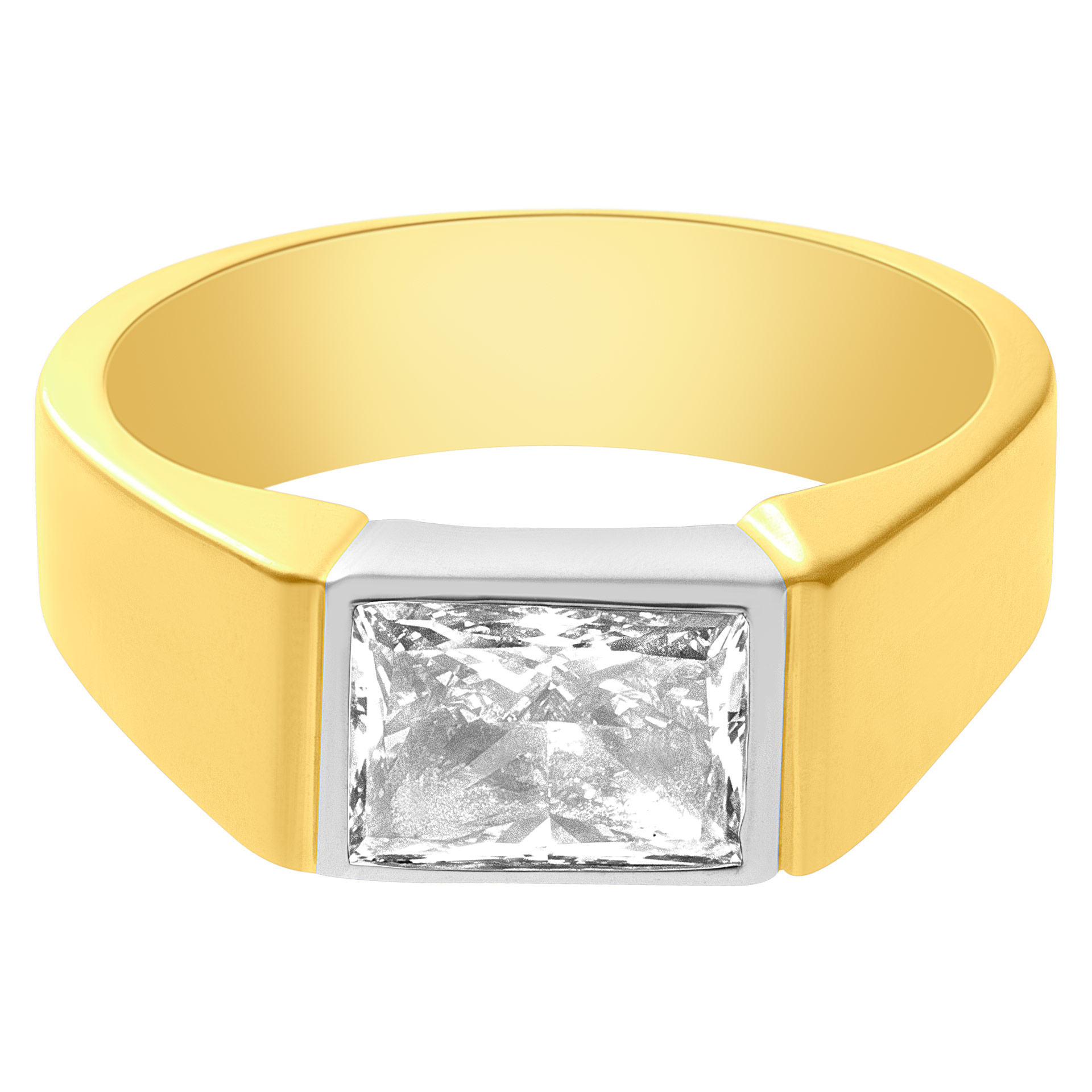 GIA certified Rectangular Modified Brilliant cut diamond 2.06 ct (L color, VS1 clarity) ring in 18k