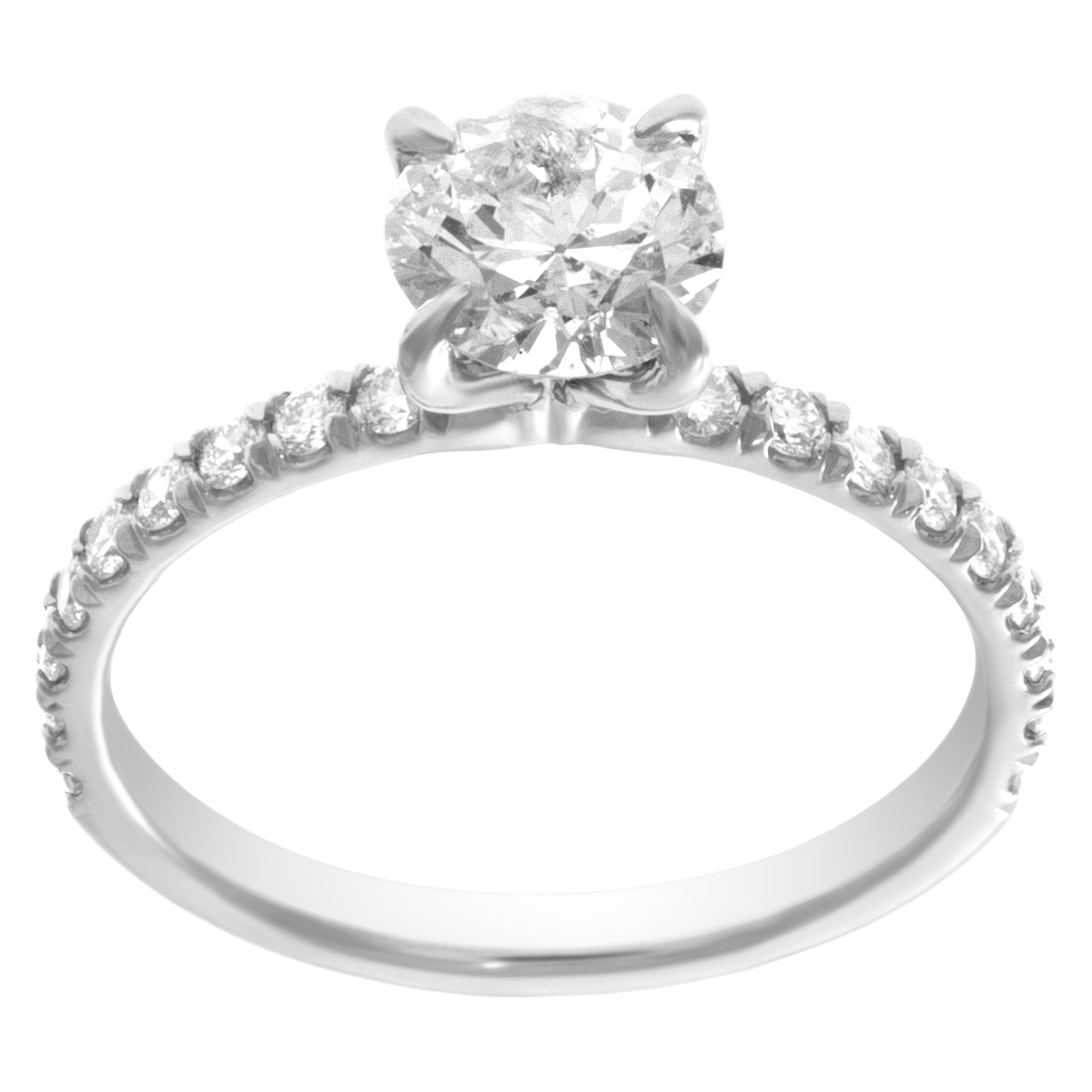 Diamond Eternity Band and Ring GIA certified round circular brilliant diamond 1.07 carat (I color, I2 clarity) set in platinum. Size 7