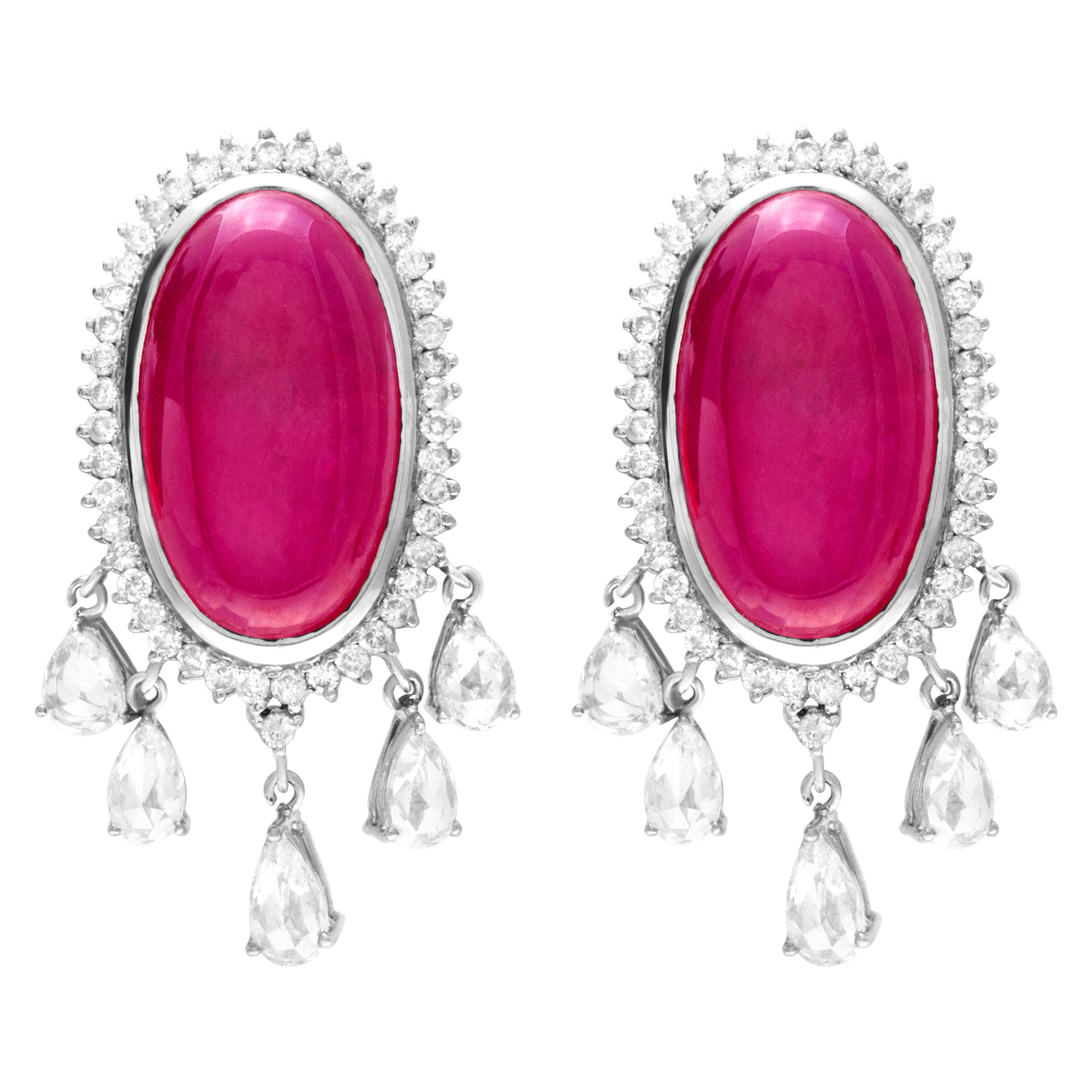 Ruby & diamond earrings set in 18k white gold