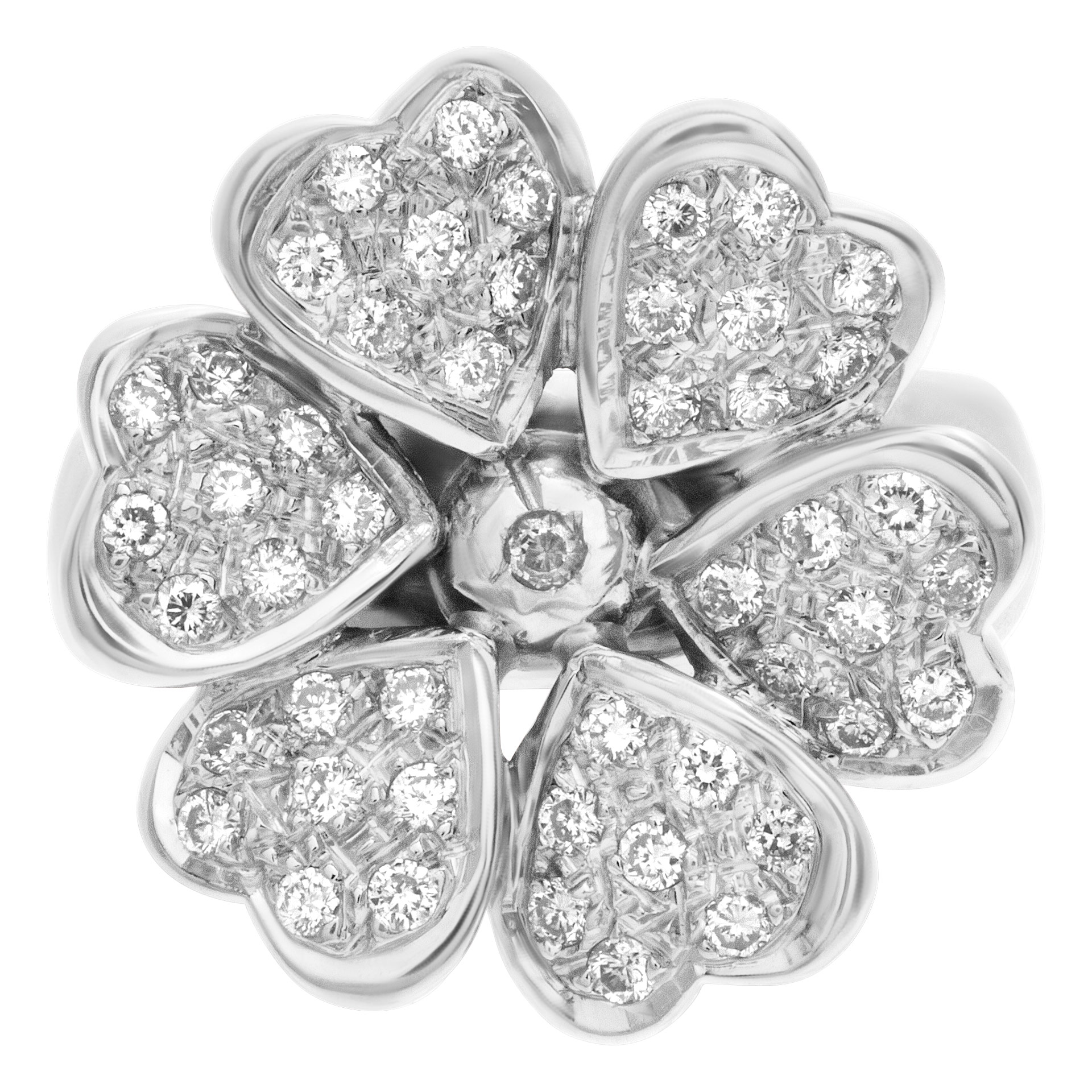 Diamond flower ring in 18k white gold