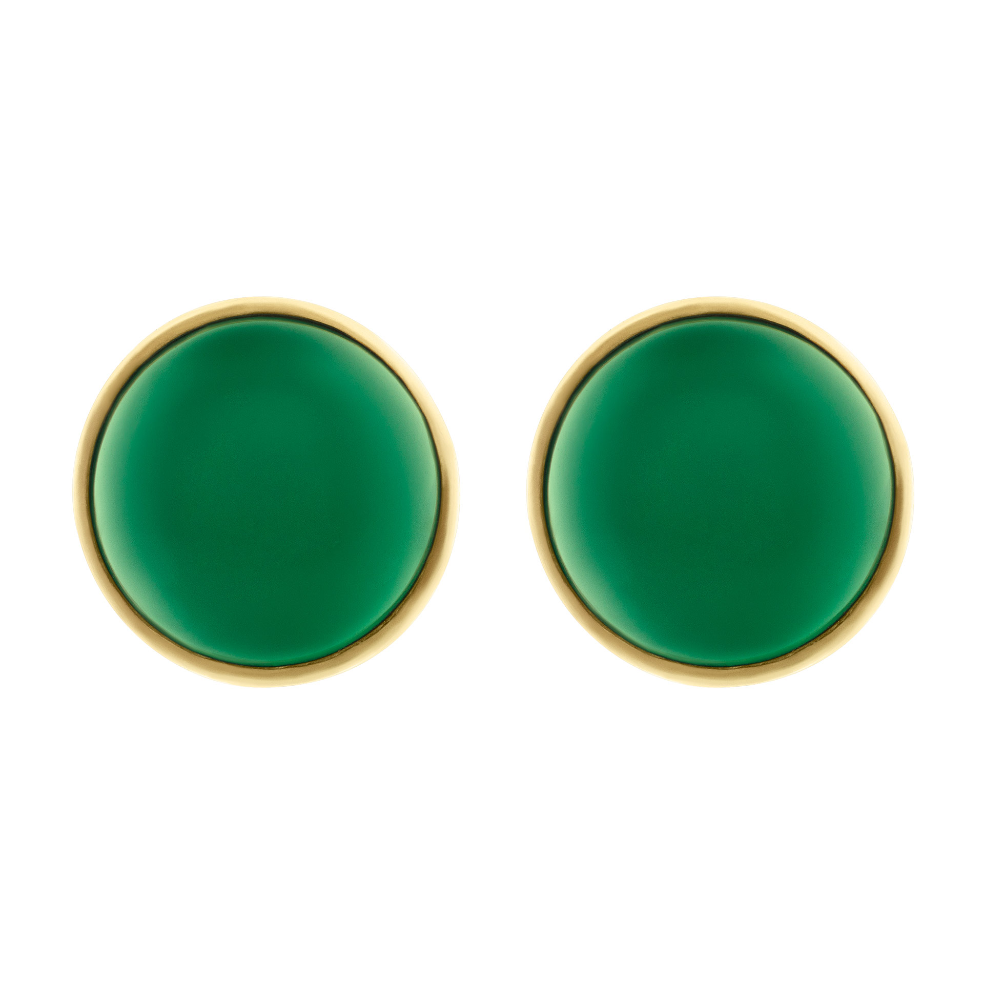 Button cabachon emerald earrings 18k yellow gold