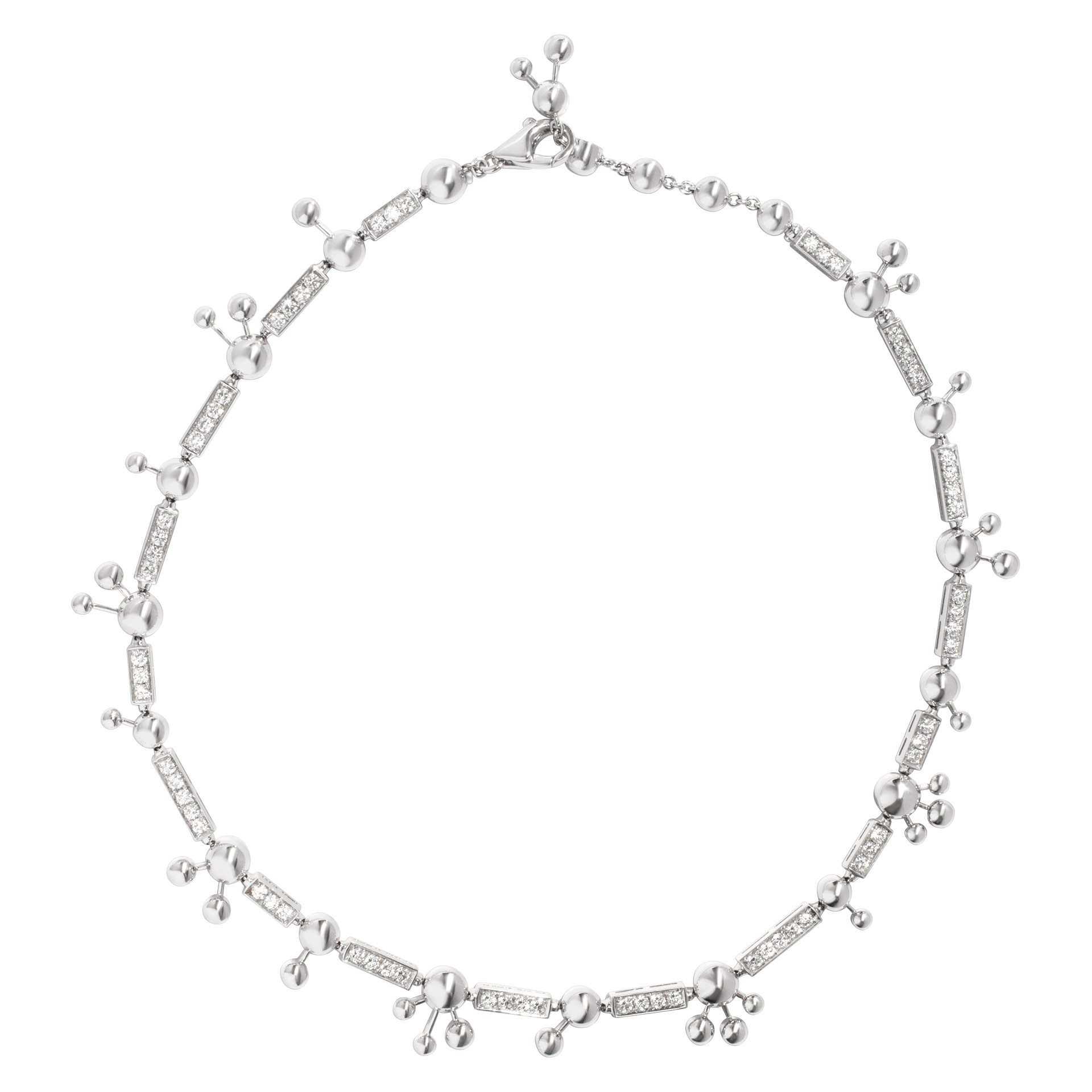 Bvlgari "Astrale" necklace in 18k white gold with over 3.48 carats in E-F color, VS clarity diamonds