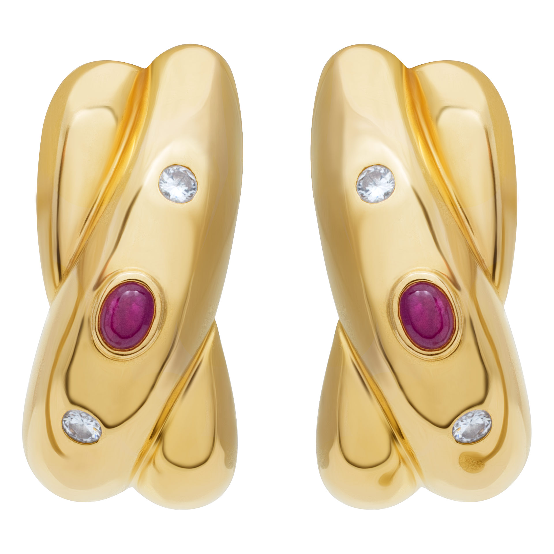 Cartier crossover 18K yellow gold earrings with diamond accents