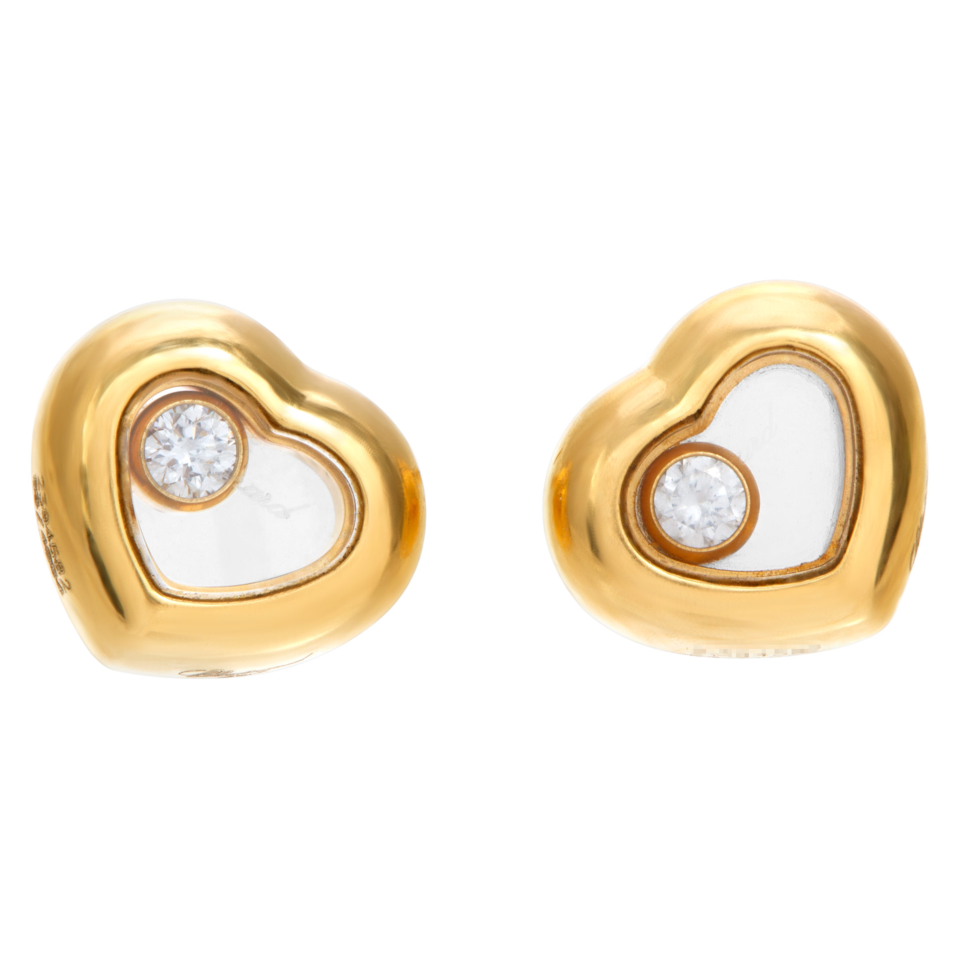 Chopard Icon earrings in 18k with single floating diamonds