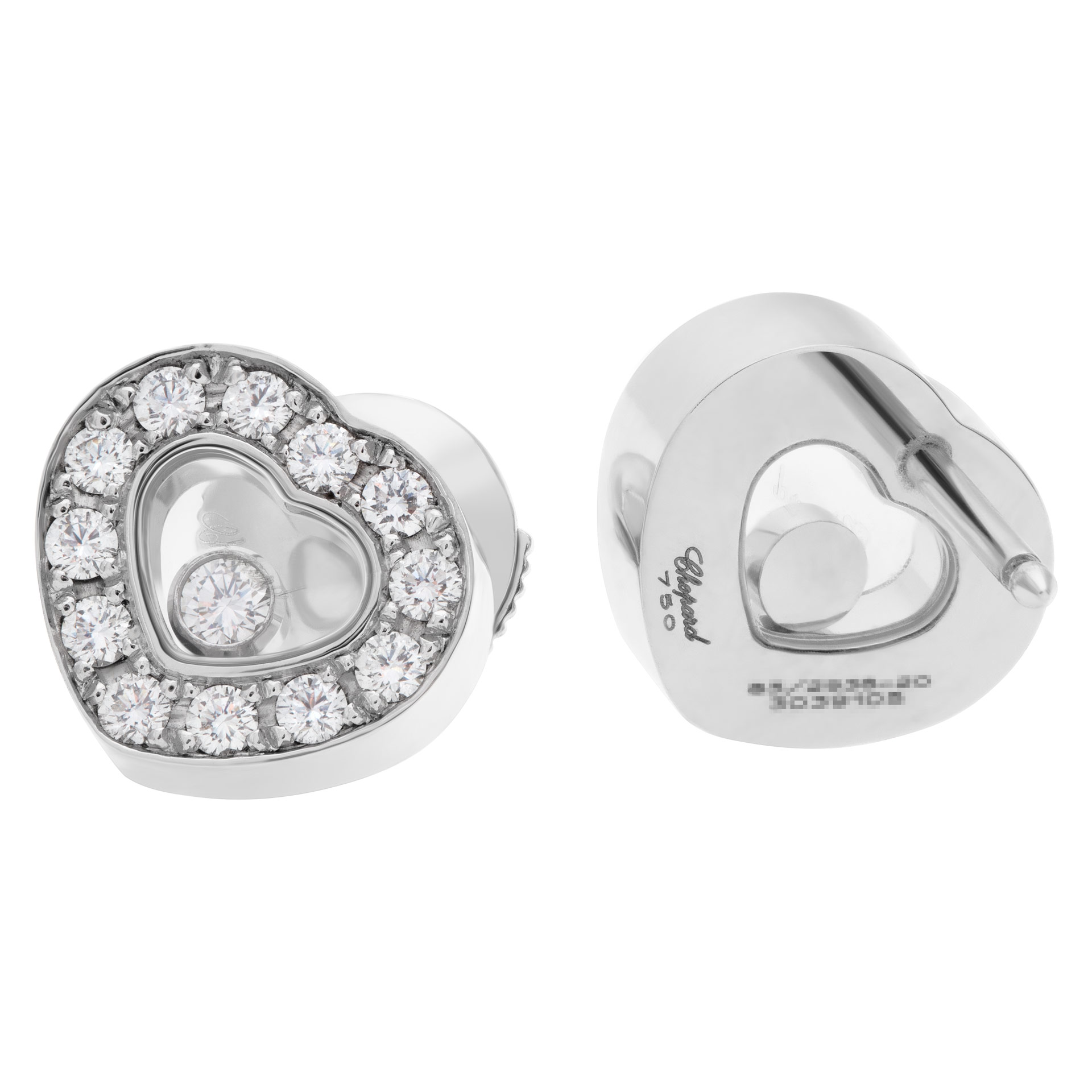 Chopard "Happy Diamonds" small heart earrings, in 18K white gold. Ref: 83/2936-20