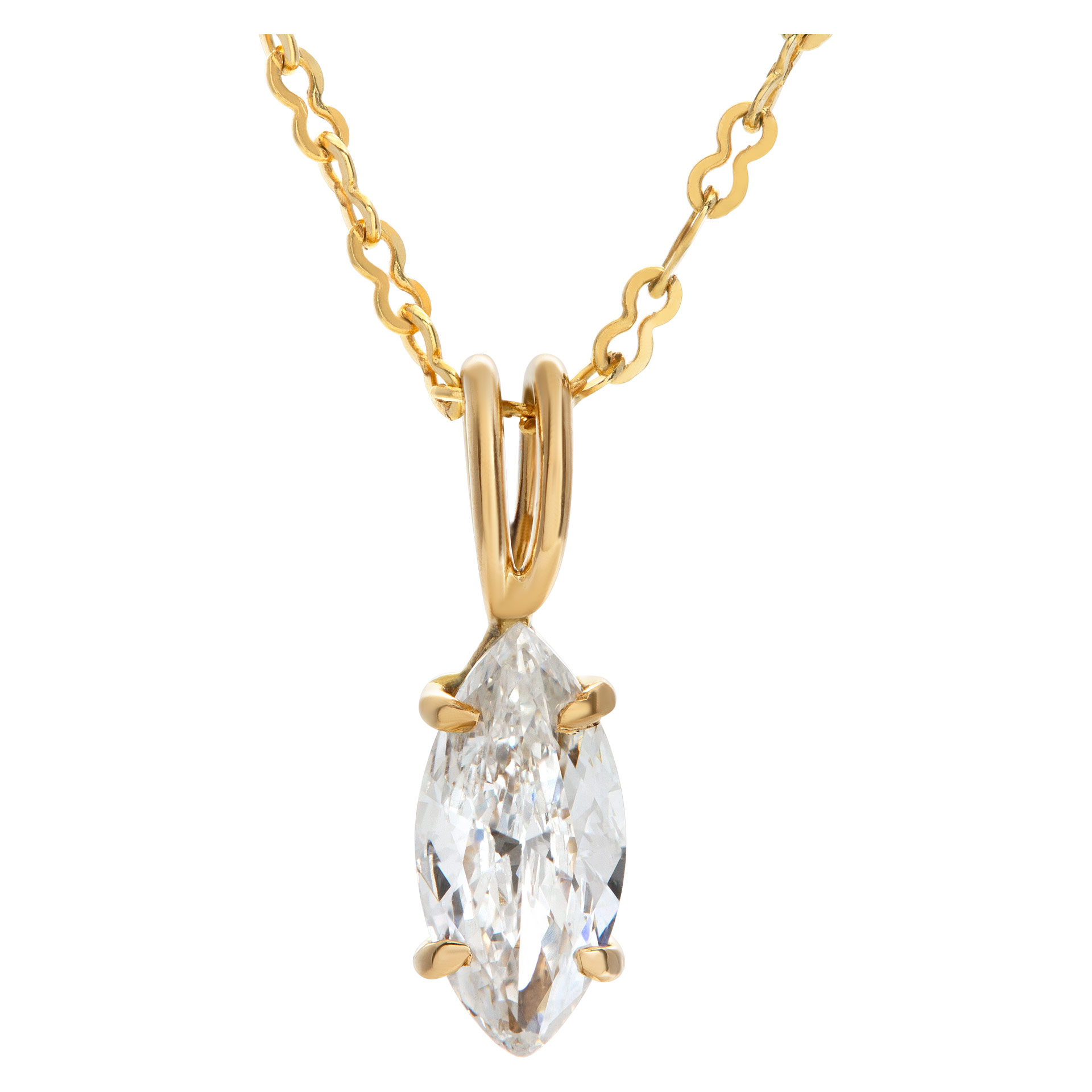 GIA certified marquise brilliant cut diamond 0.73 carat (E color, SI1 clarity) necklace (Stones)