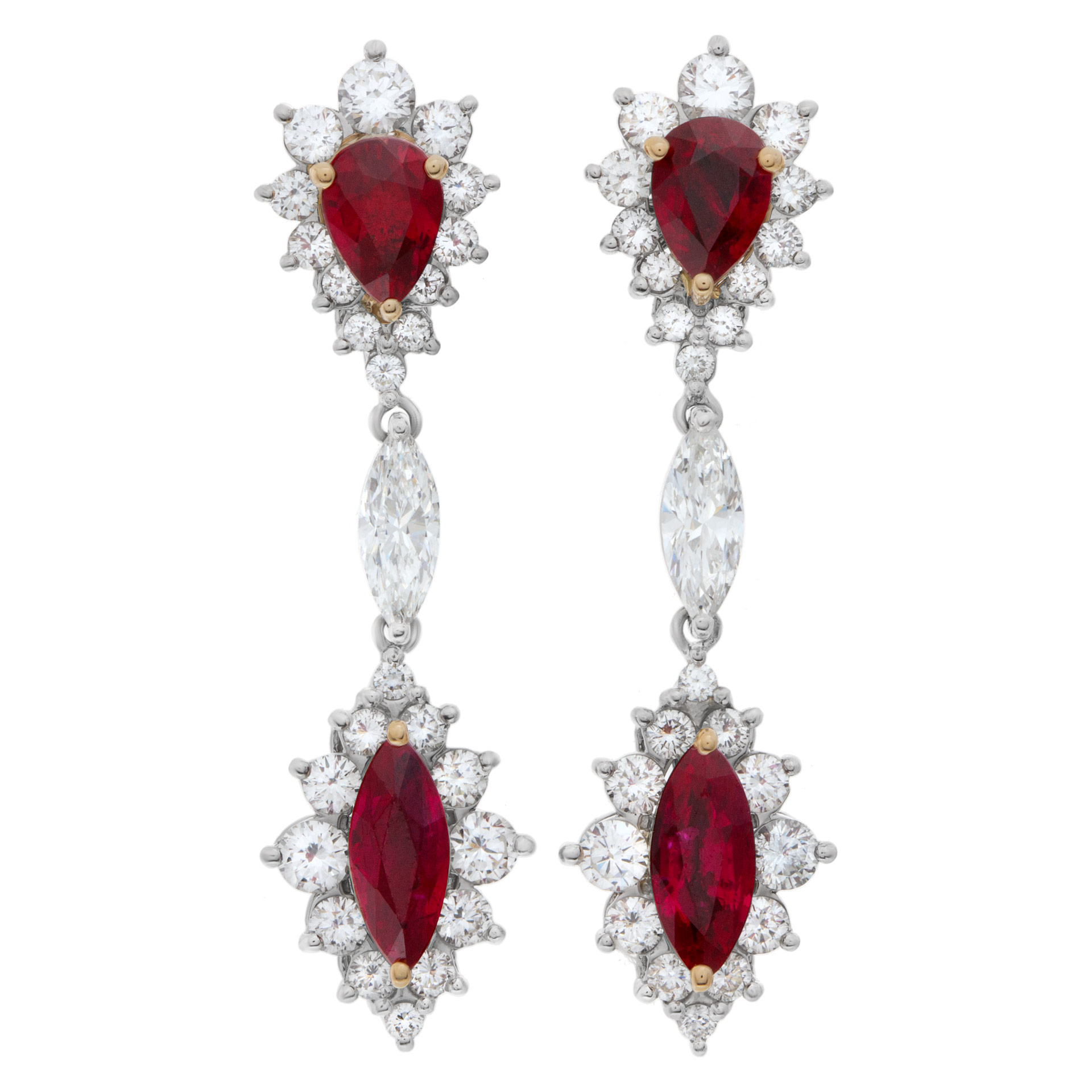 AGL certified Ruby and diamond drop earrings