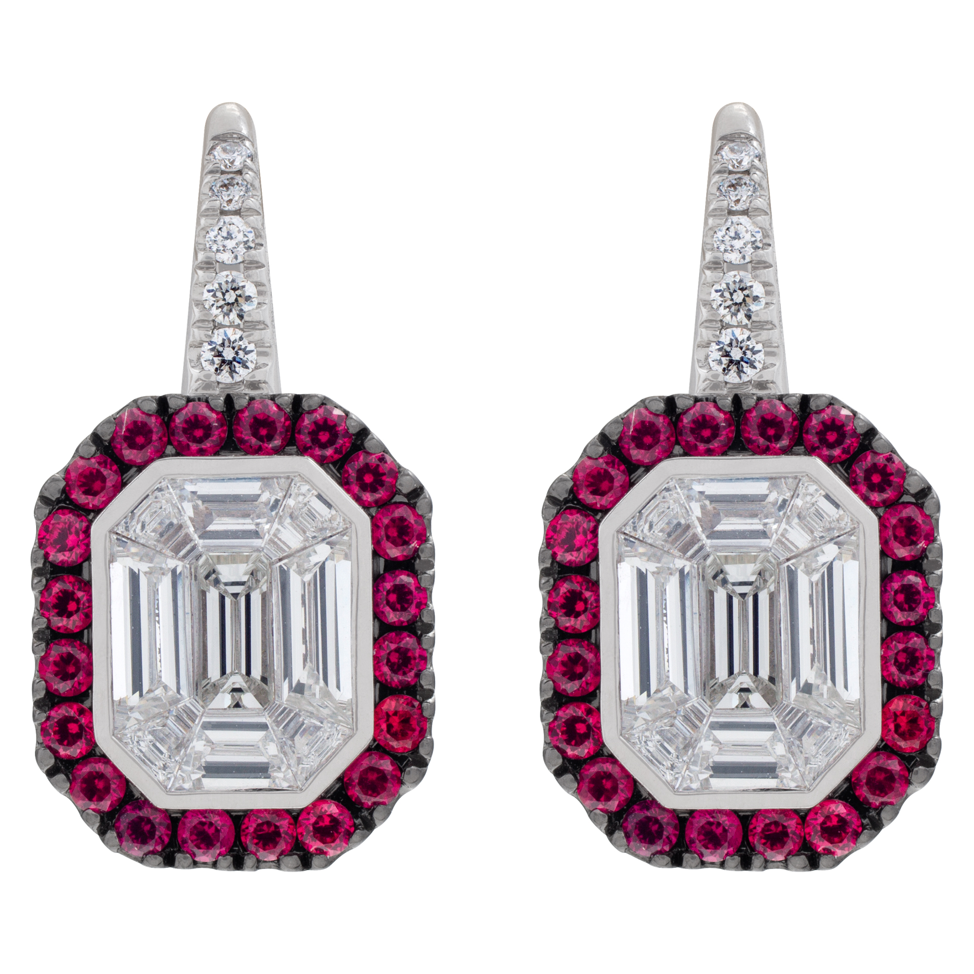 Diamond and ruby earrings in 18k white gold (Stones)
