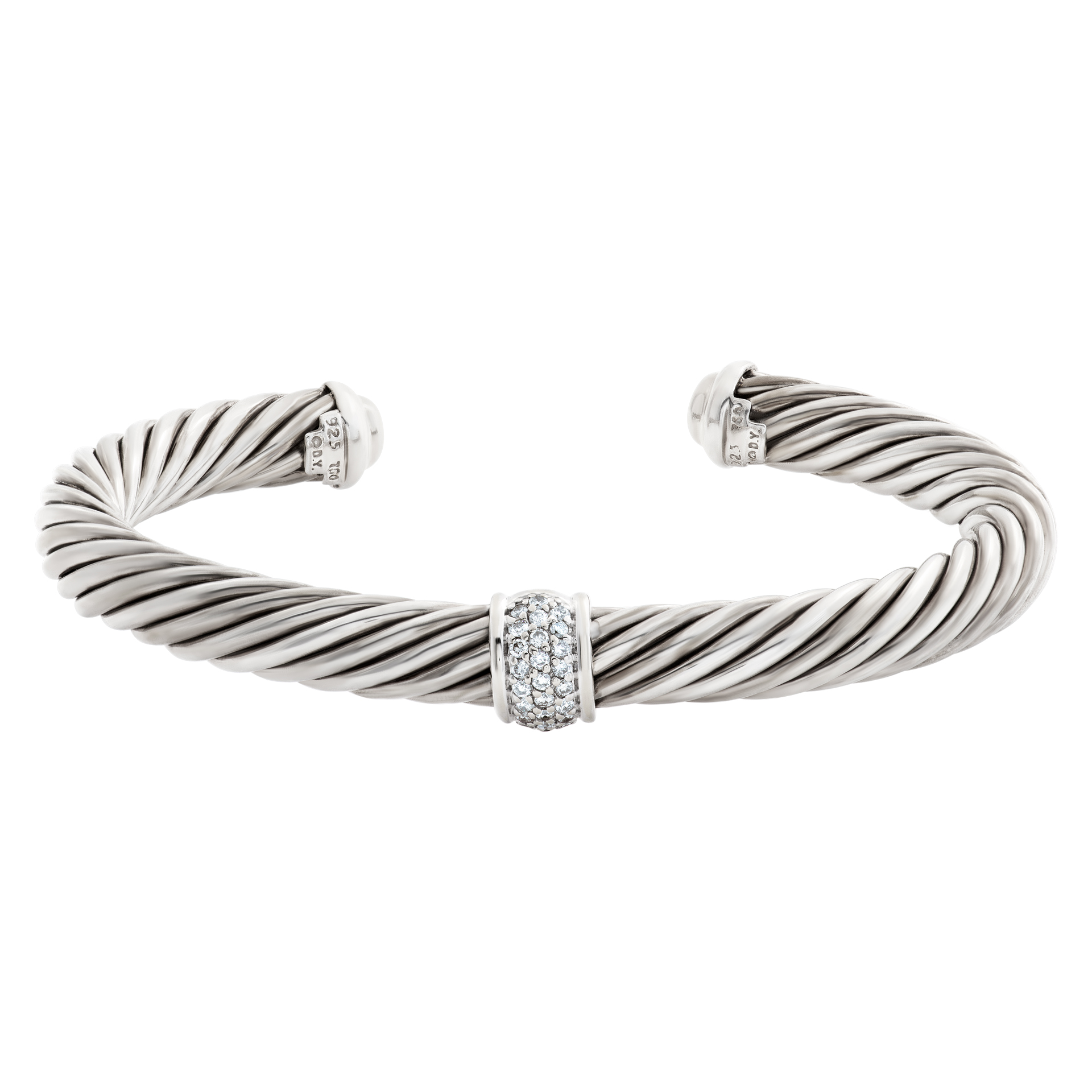 David Yurman Cable classic bracelet in sterling silver & 18k w/ pave diamonds
