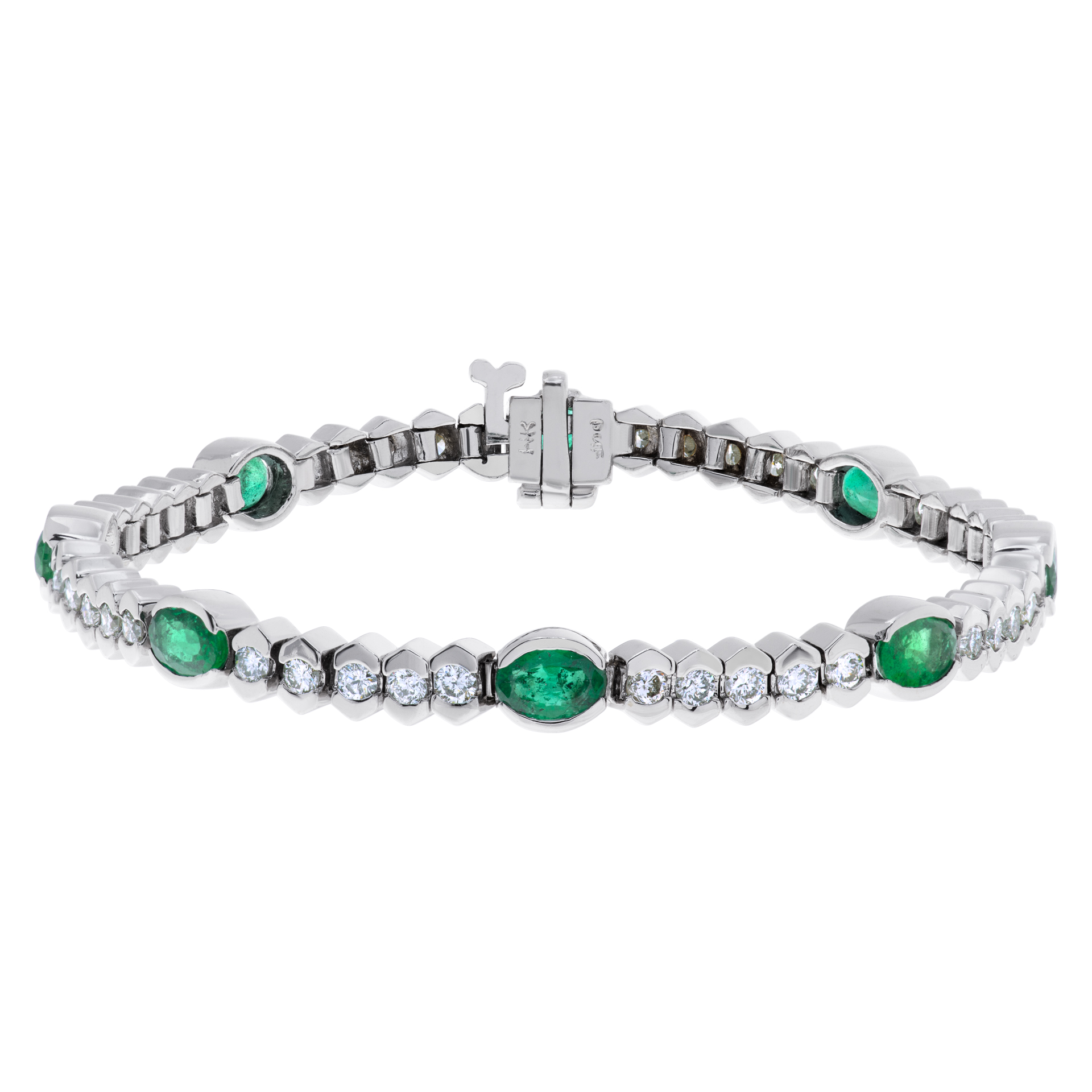 Diamond and emerald eternity bracelet in 14k white gold (Stones)