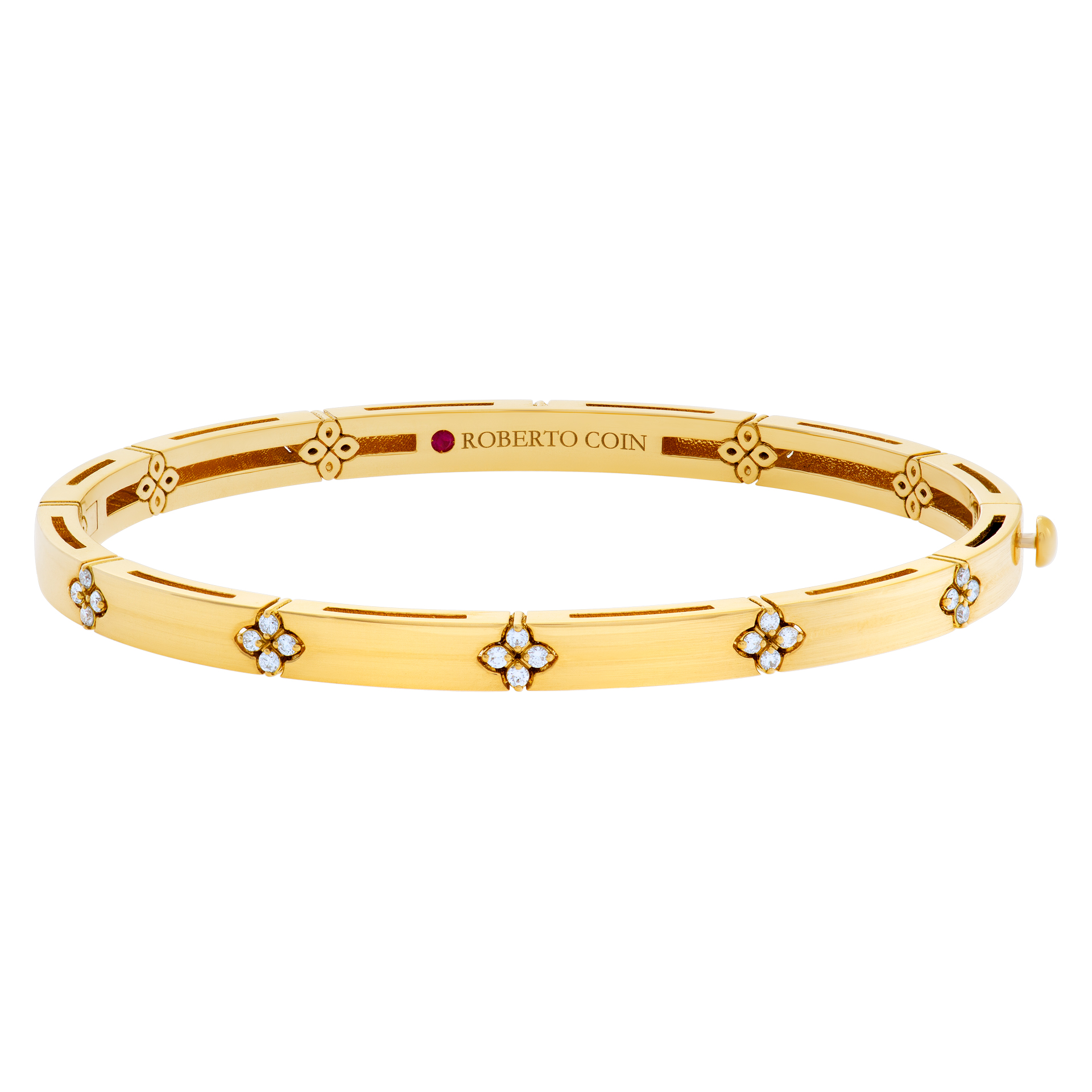 Roberto Coin Verona bangle in 18k yellow gold with diamond accent