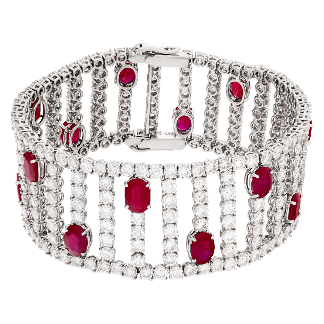 Dazzling ruby and diamond bracelet in 18k white gold (Stones)