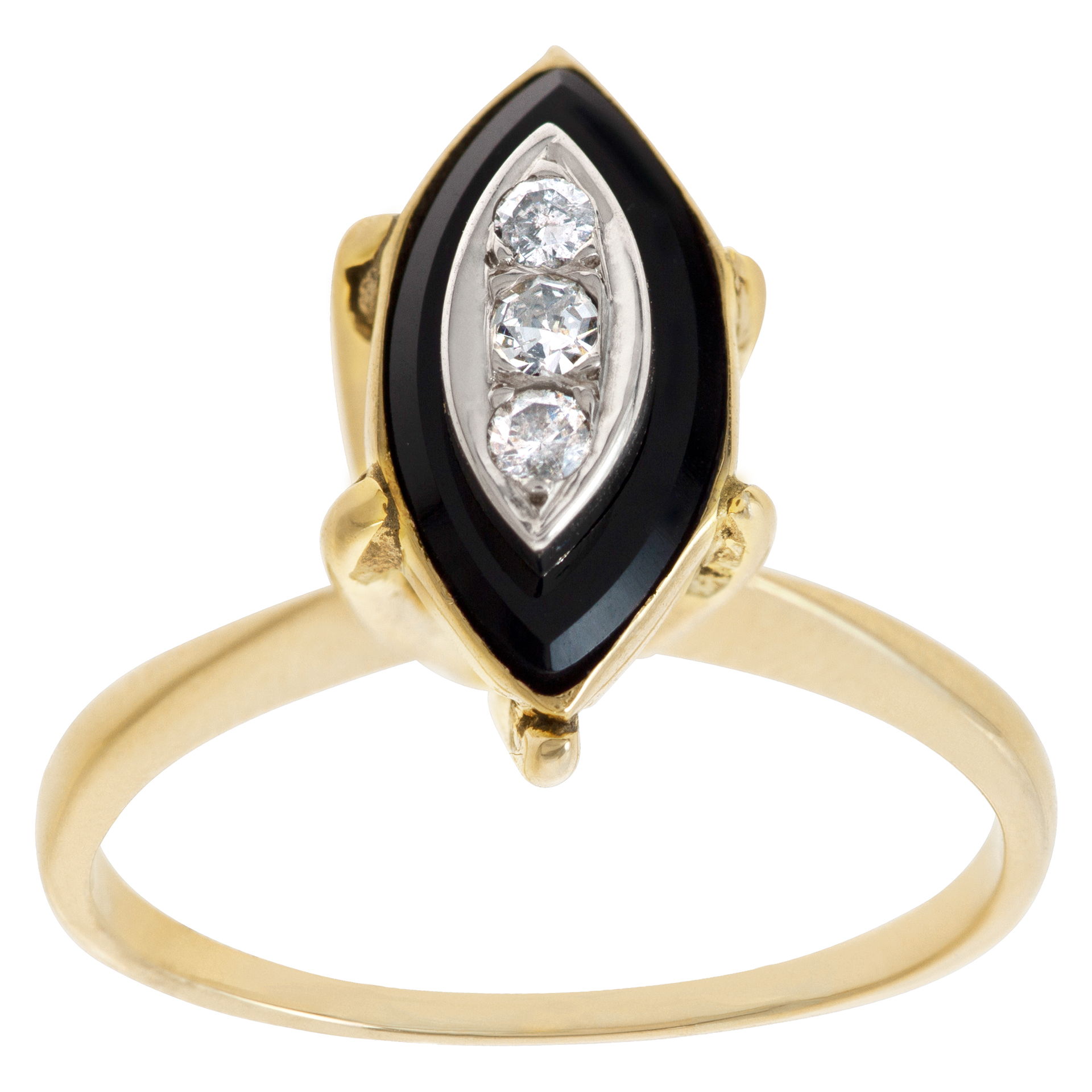 Diamond and onyx ring in 14k