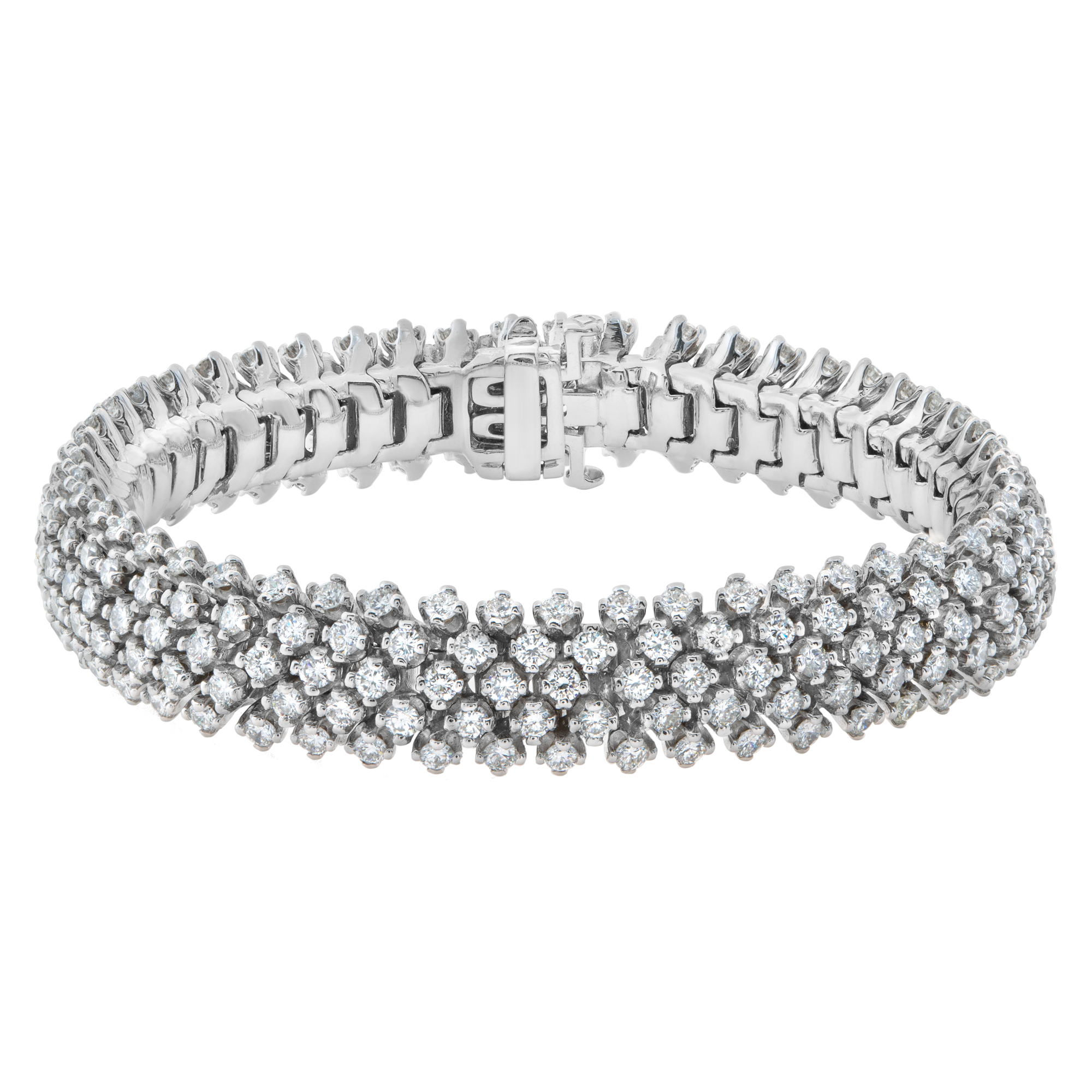 Stunning 5 rows diamond line bracelet in 18k white gold. Over 9 carats-