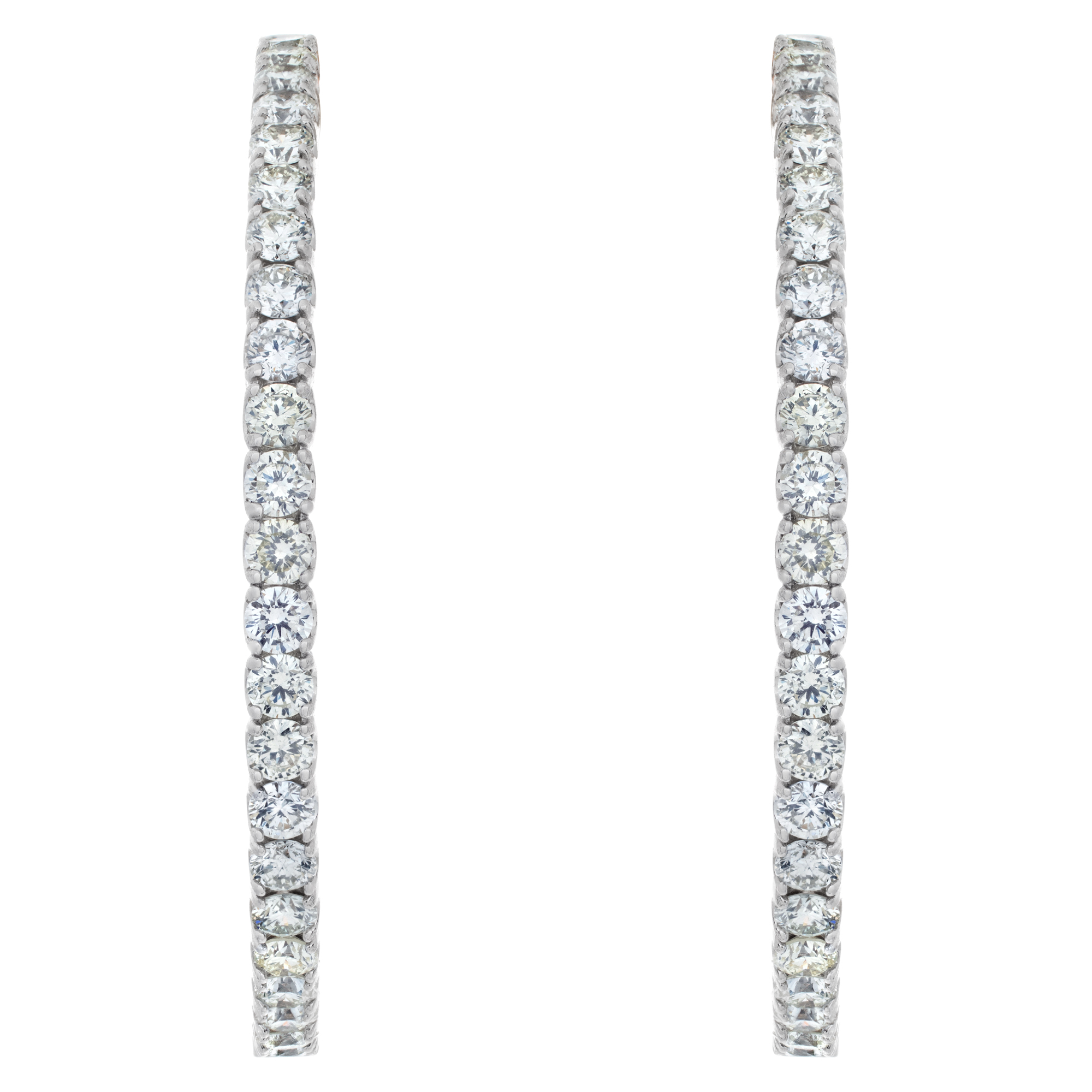 Diamond hoop earrings in 14k white gold with 3.15 carats in diamonds