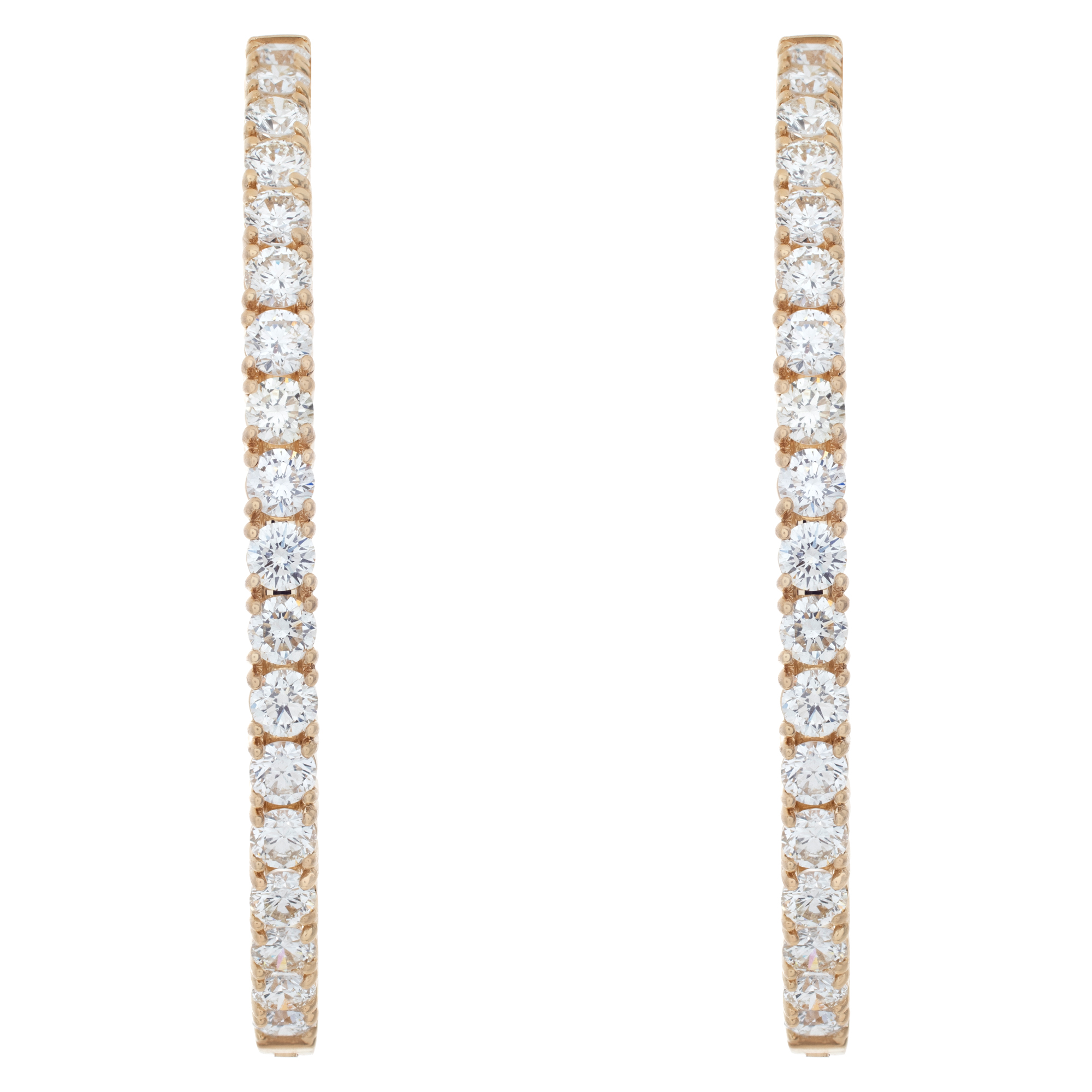 Diamond oval hoop earrings in 14k with 5.14 carats in round diamonds