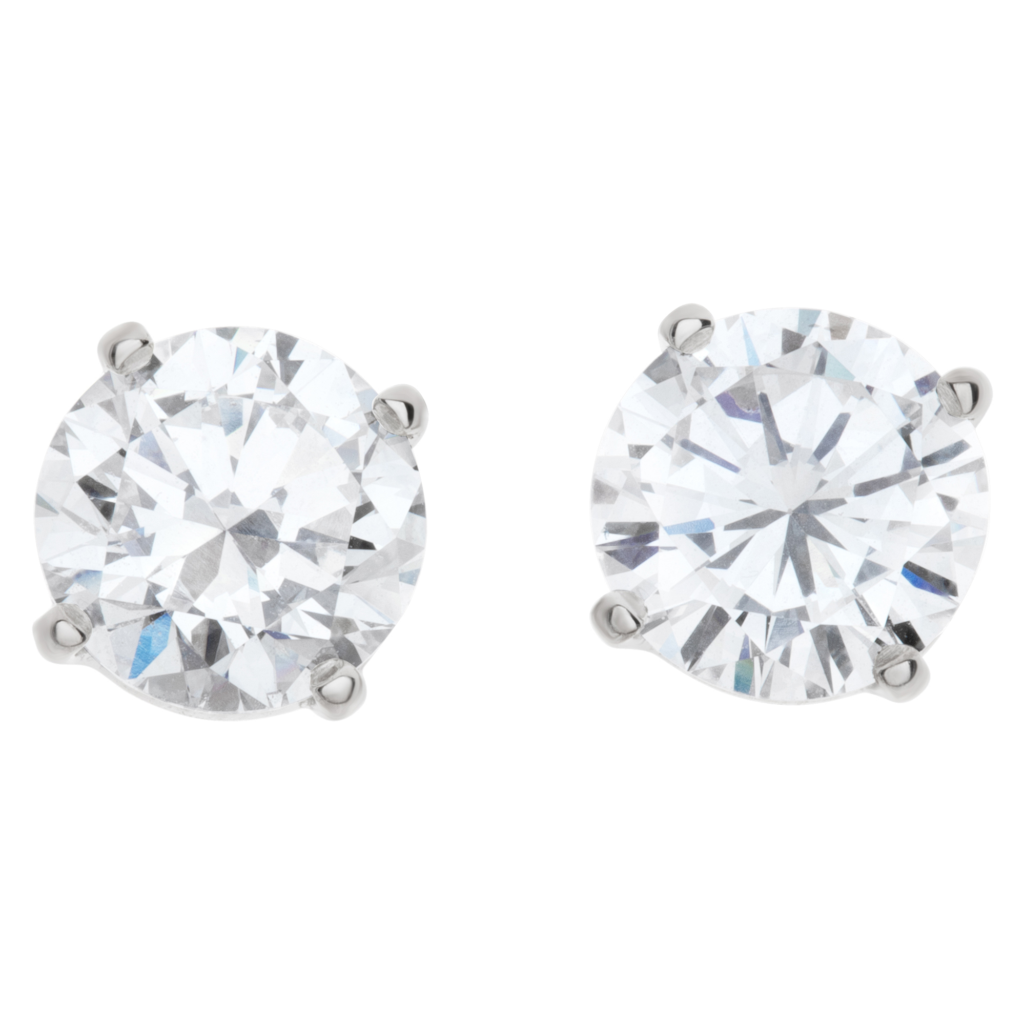 GIA certified pair of round diamond studs set in 18k white gold- Total Weight: 2.07 carats.