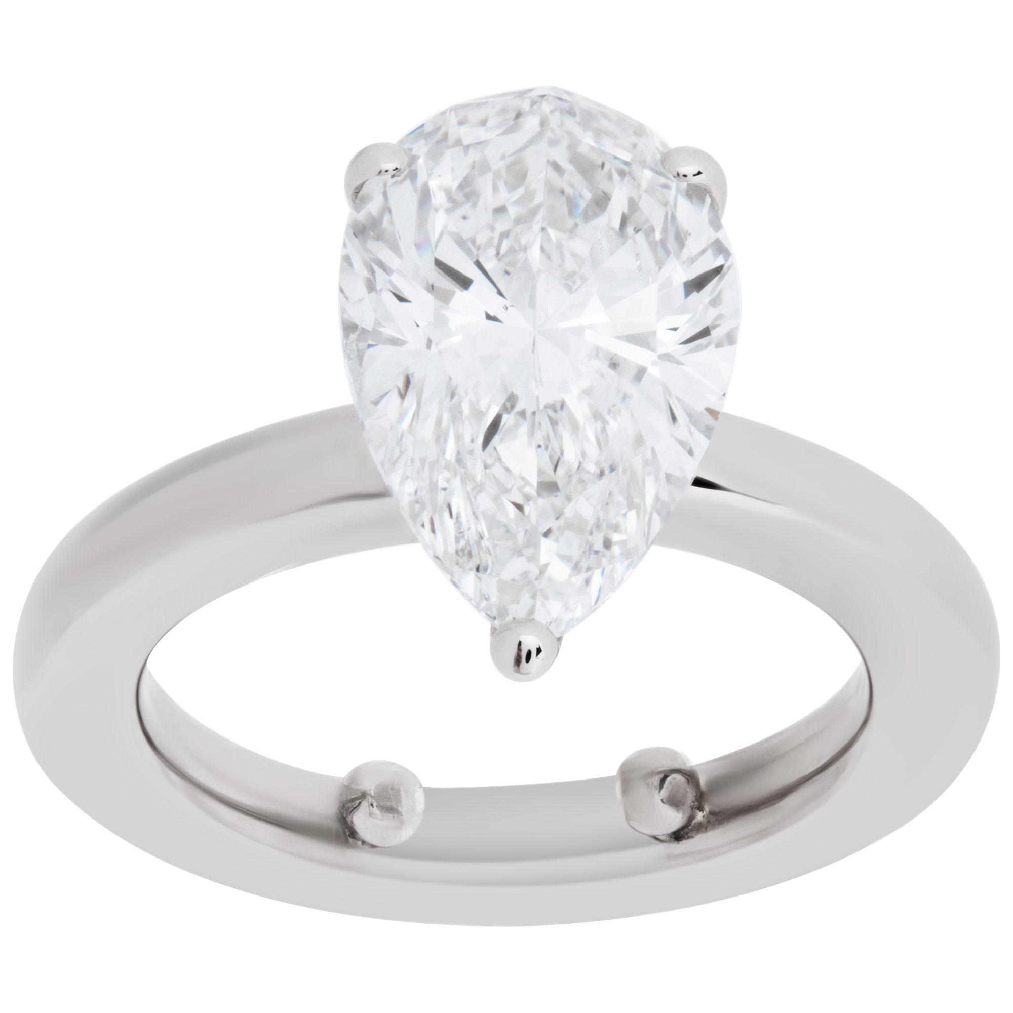 GIA certified pear shape 3.18 carat diamond (J color, SI2 clarity) ring set in platinum