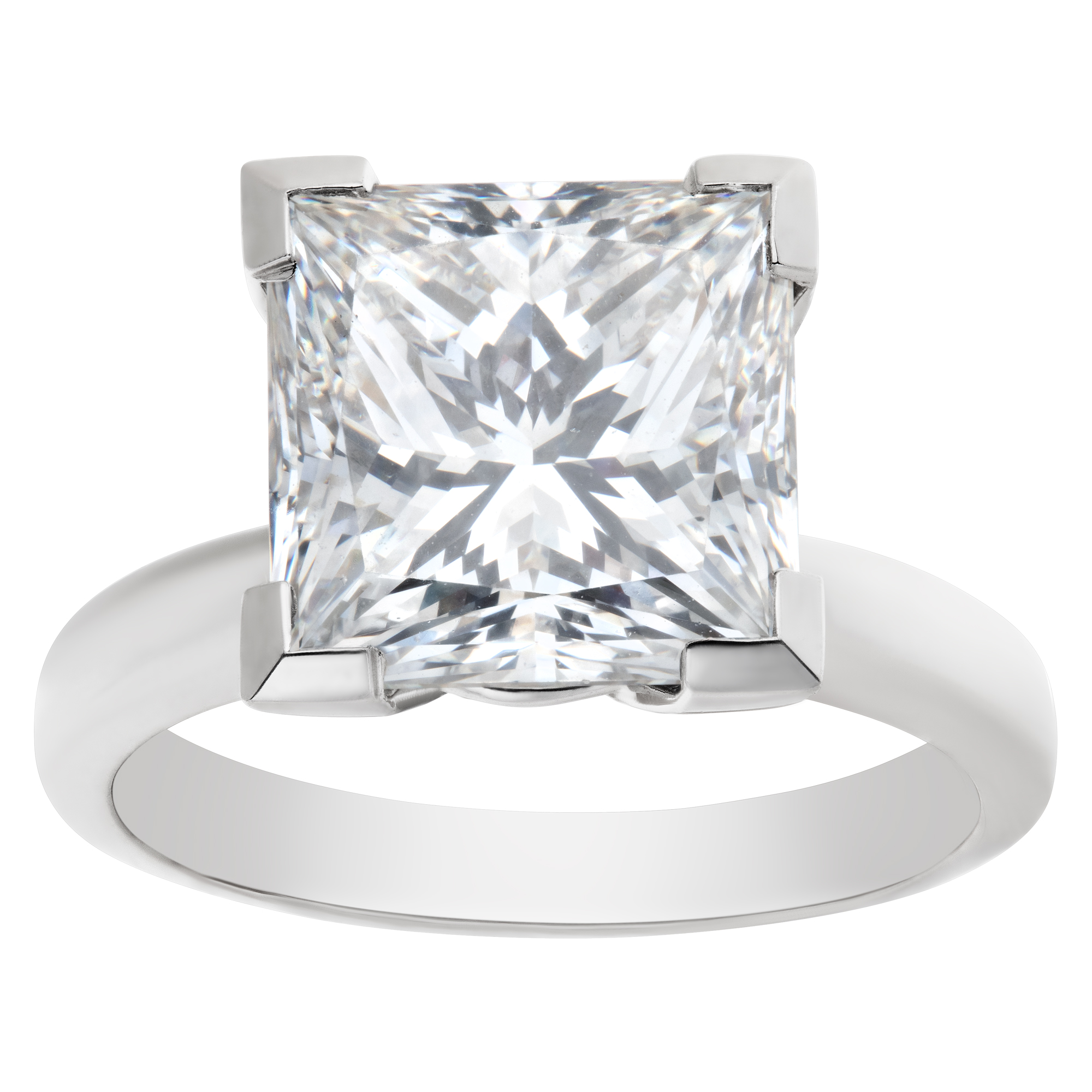 GIA certified square modified brilliant cut diamond 4.67 carat ( F color, VS2 clarity) solitaire ring