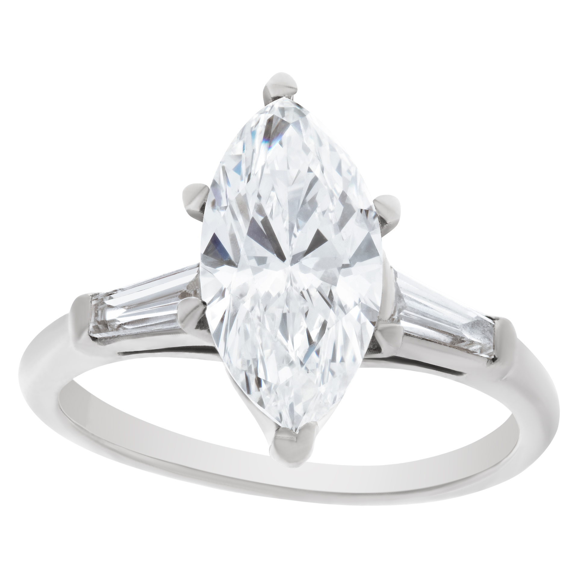 GIA certified marquise brilliant cut diamond  1.75 carat ( I color, VS1 clarity) ring set in the sample setting