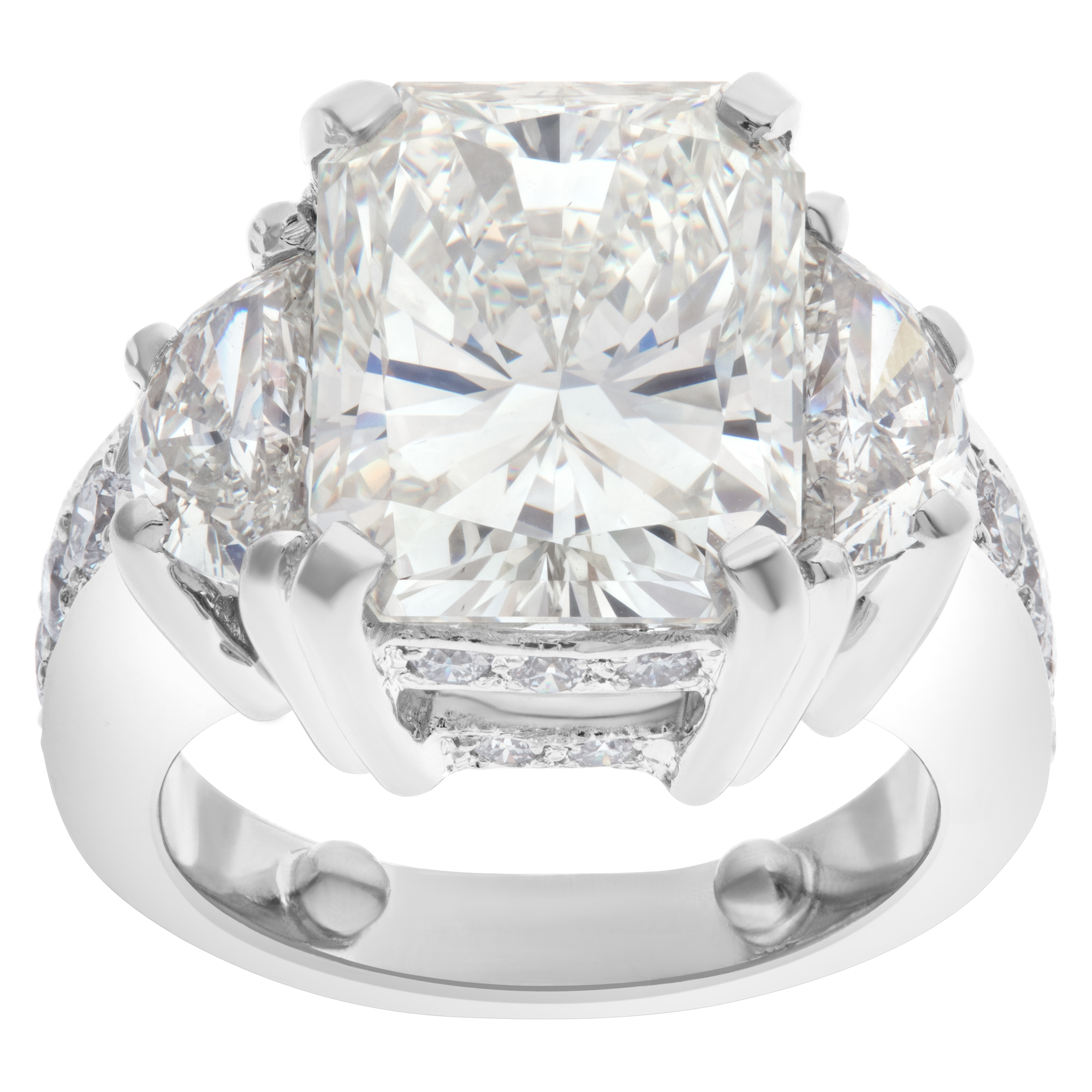 GIA certified cut-cornered rectangular modified brilliant cut diamond 7.21 carat (K color, VS1 clarity) ring